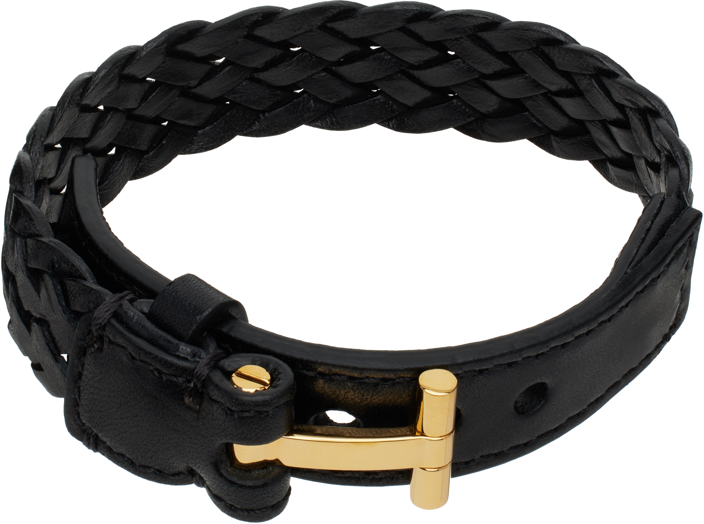 【送料無料/即納】  TOM ブレスレットがセール中 T Leather Woven FORDのブラック アクセサリー