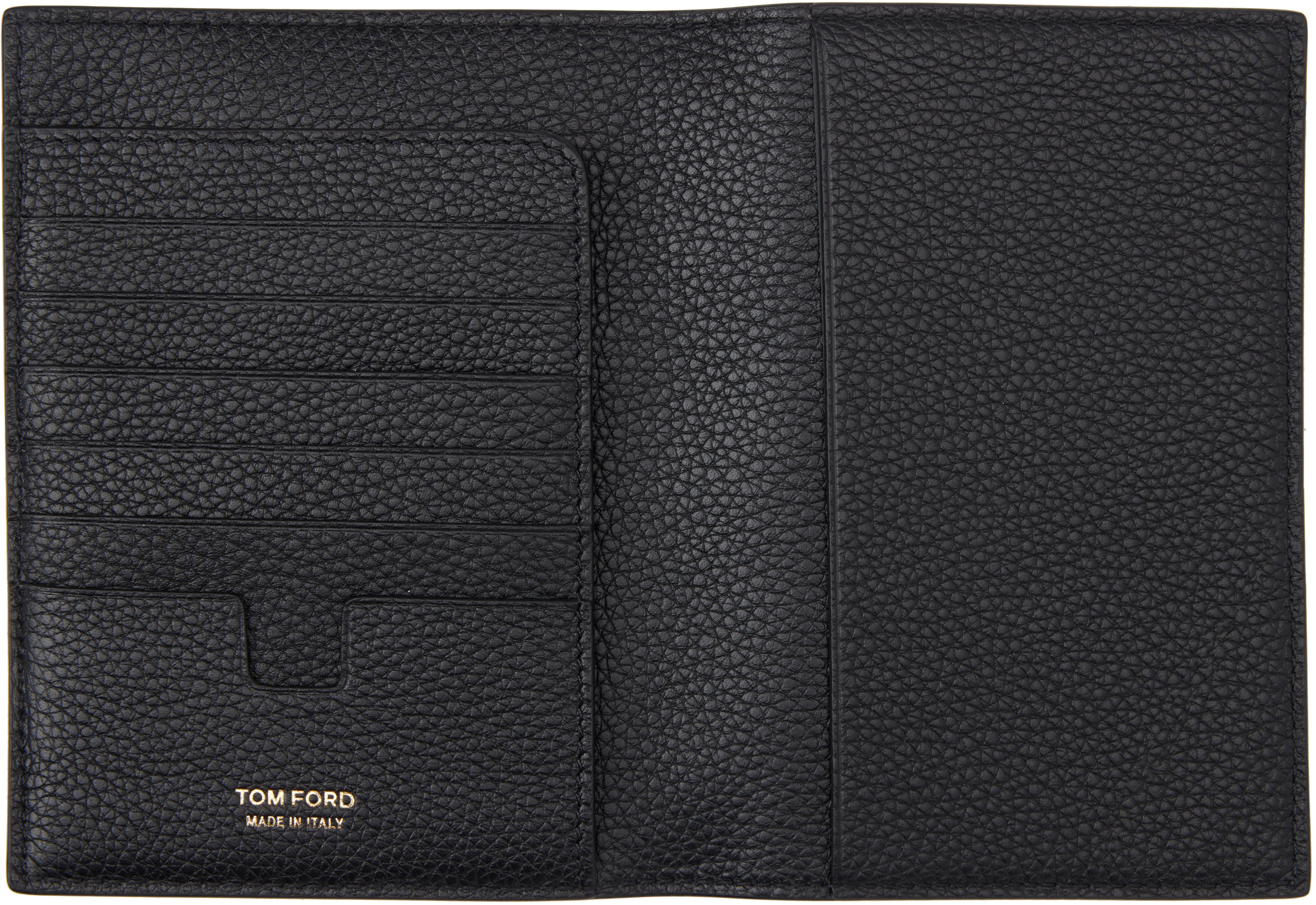 Tom Ford Black Soft Grain Leather T Line Passport Holder In Black