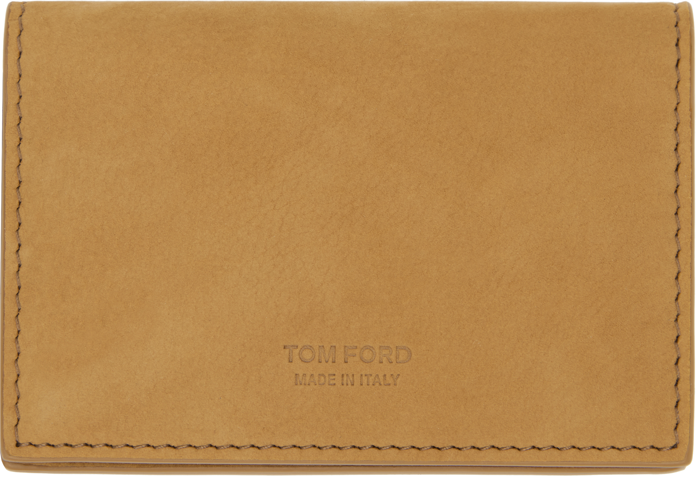 Tom Ford Tan Nubuck T Line Business Card Holder