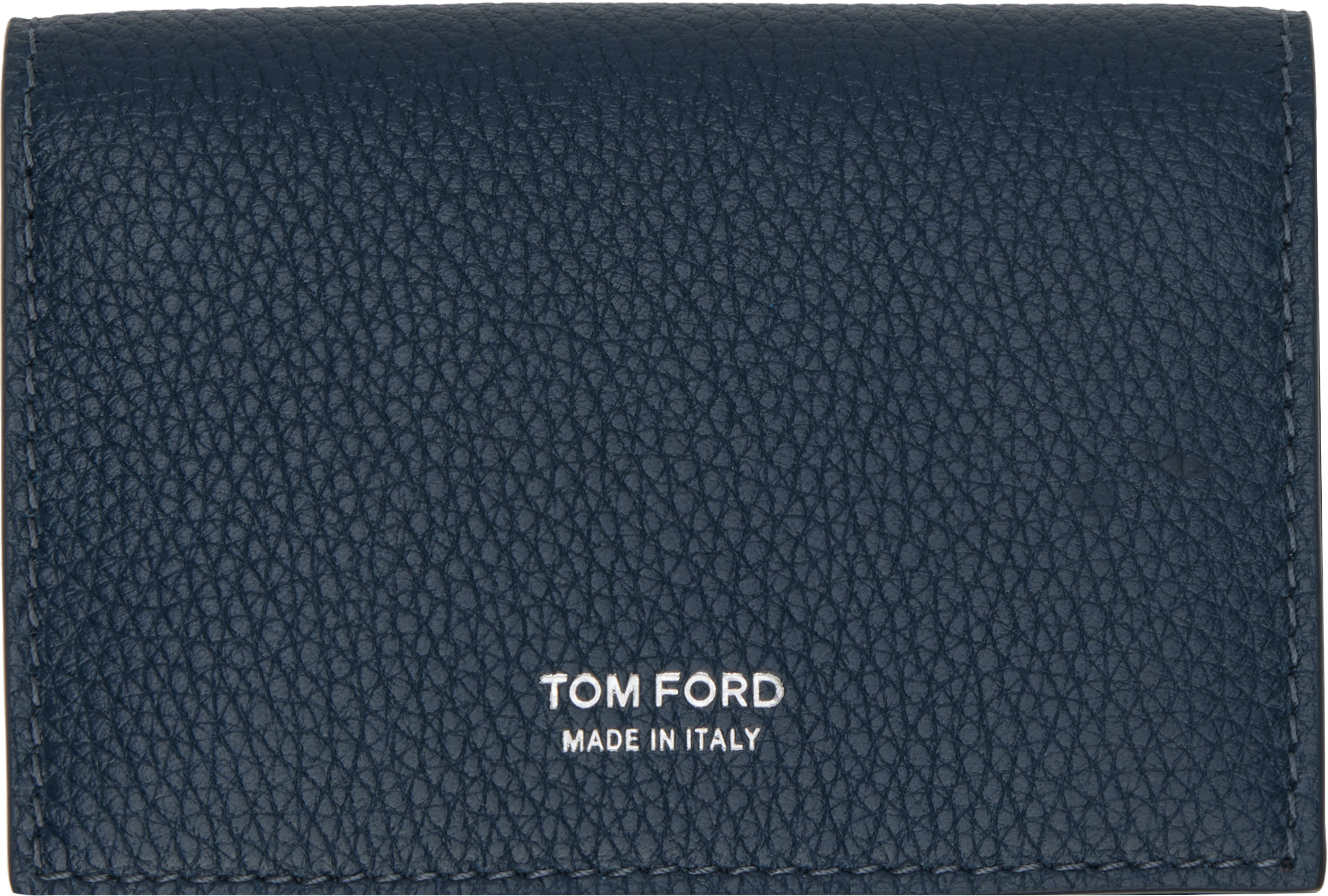 Tom Ford Navy Soft Grain T Line Business Card Holder In Blue