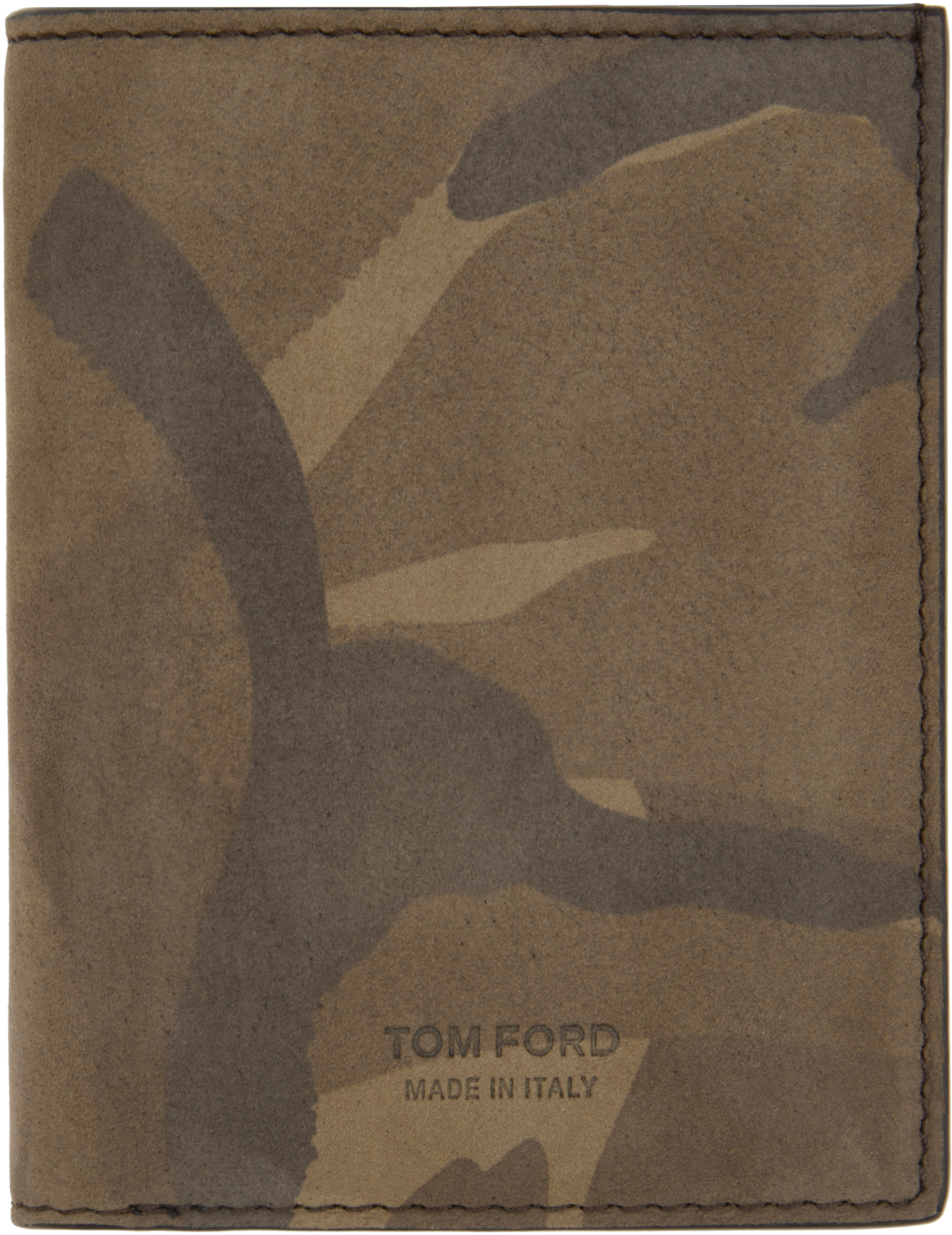 Tom Ford Khaki Camo Nubuck Folding Card Holder