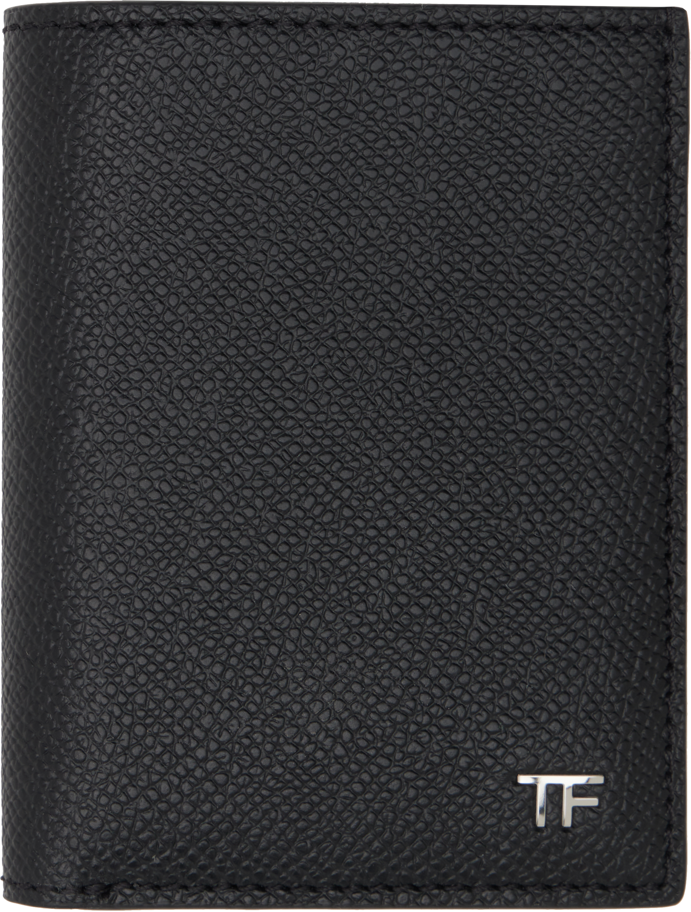 TOM FORD BLACK SMALL GRAIN LEATHER FOLDING CARD HOLDER 