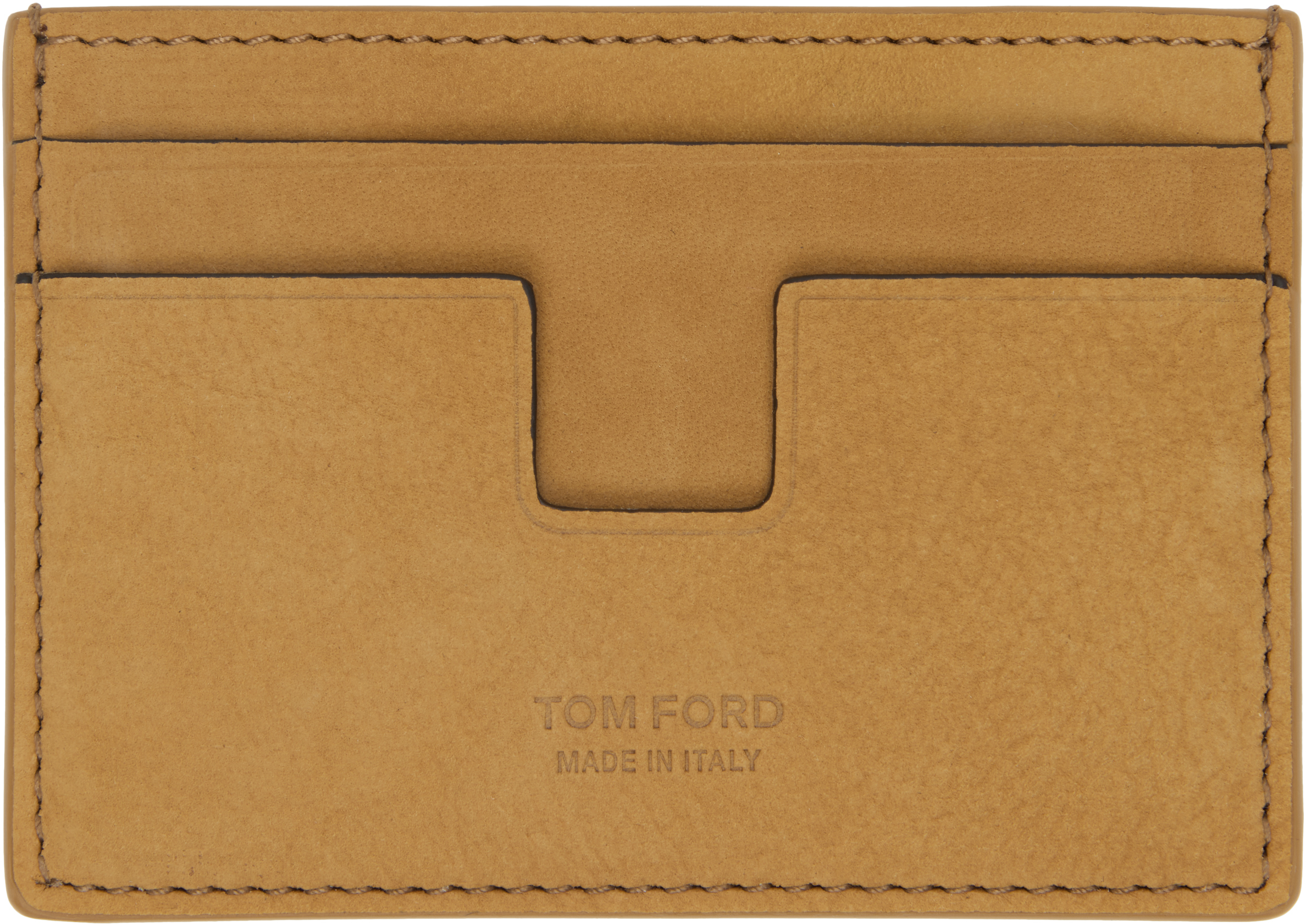 Tan Nubuck Money Clip Card Holder
