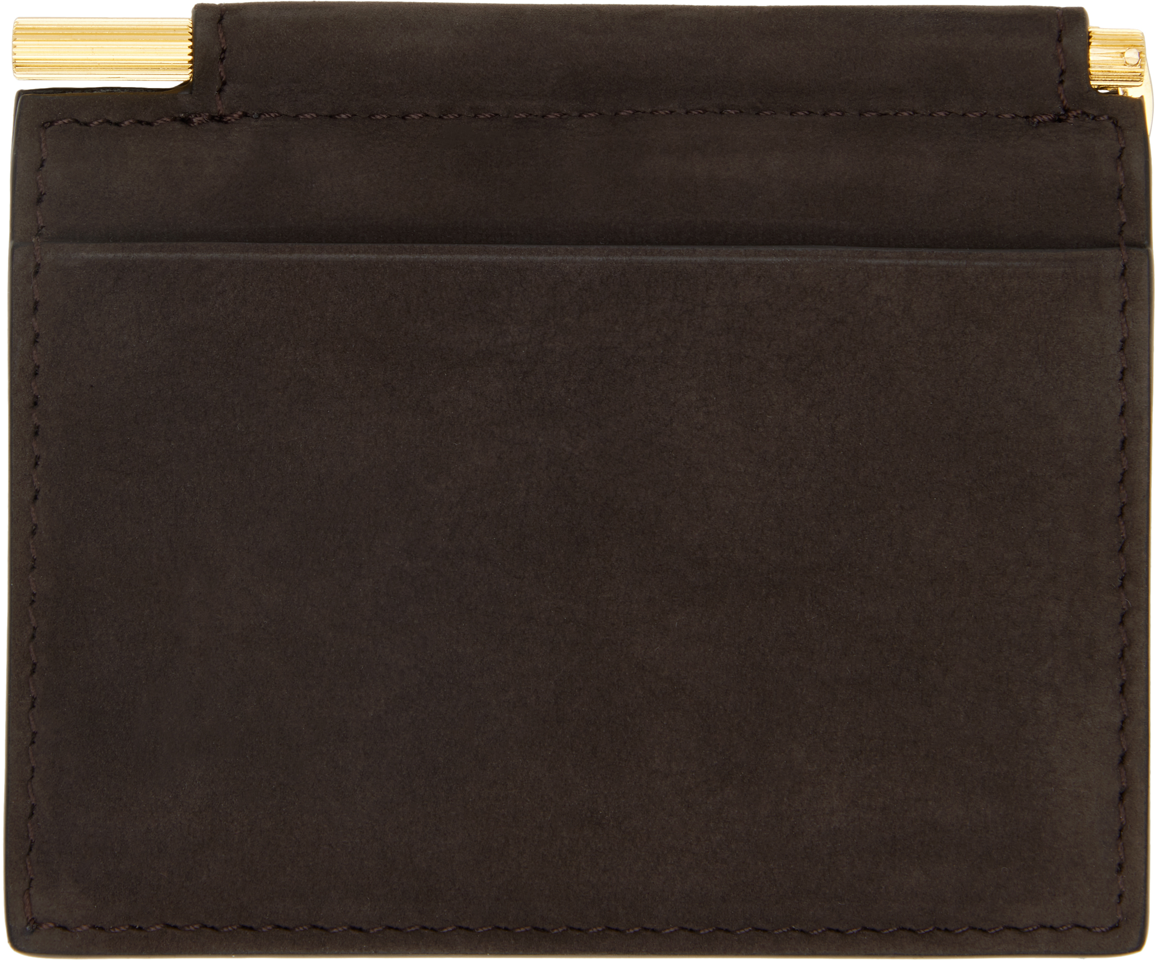 Tom Ford Brown Nubuck Folding Money Clip Card Holder