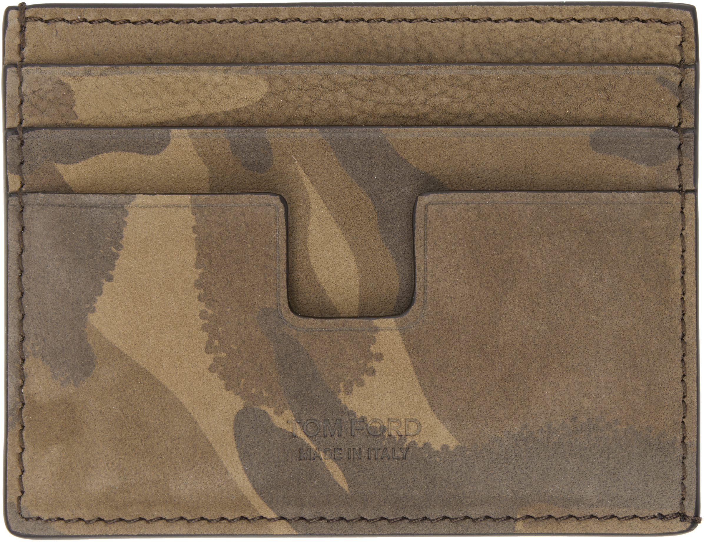 Khaki Camo Nubuck T Line Card Holder