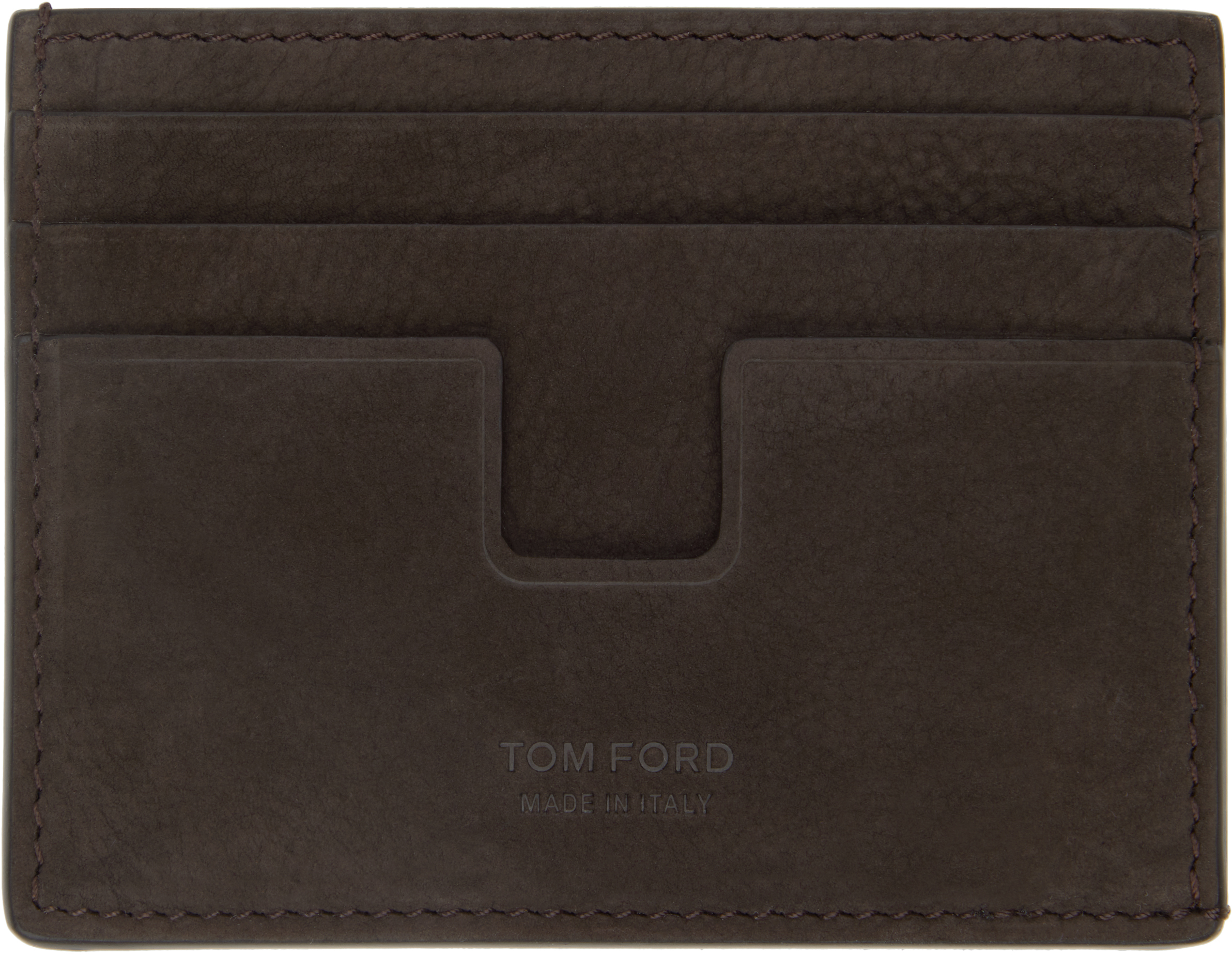 Tom Ford Brown Nubuck Classic Card Holder