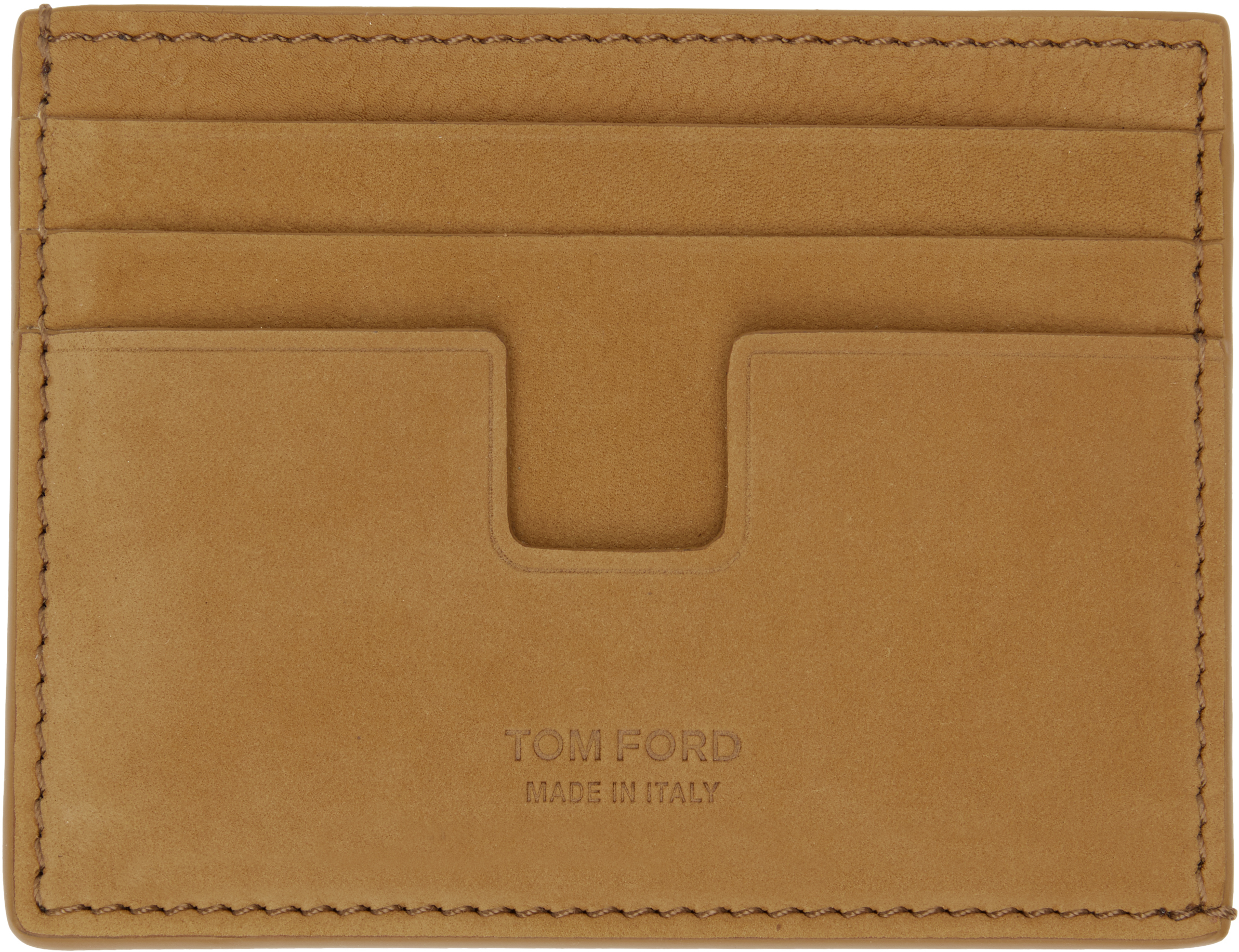 Tan Nubuck T Line Card Holder