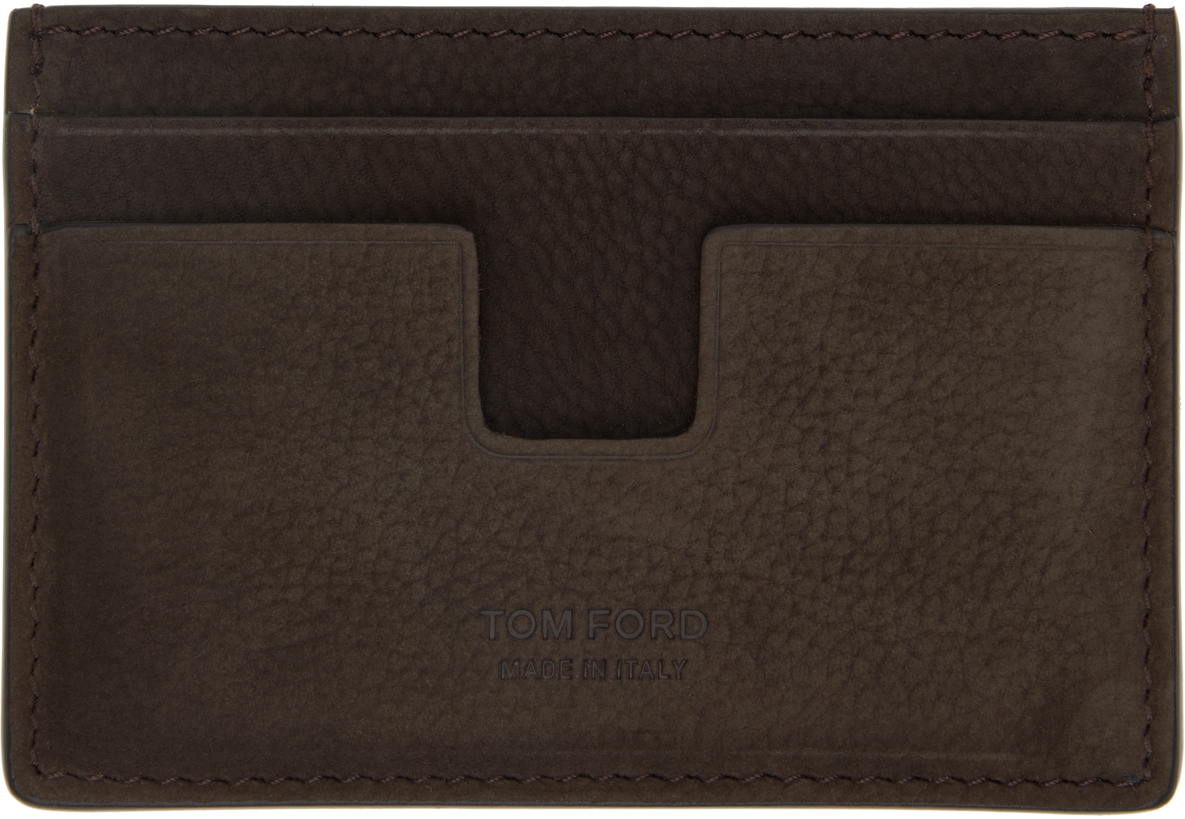 Tom Ford Brown Nubuck Classic Card Holder