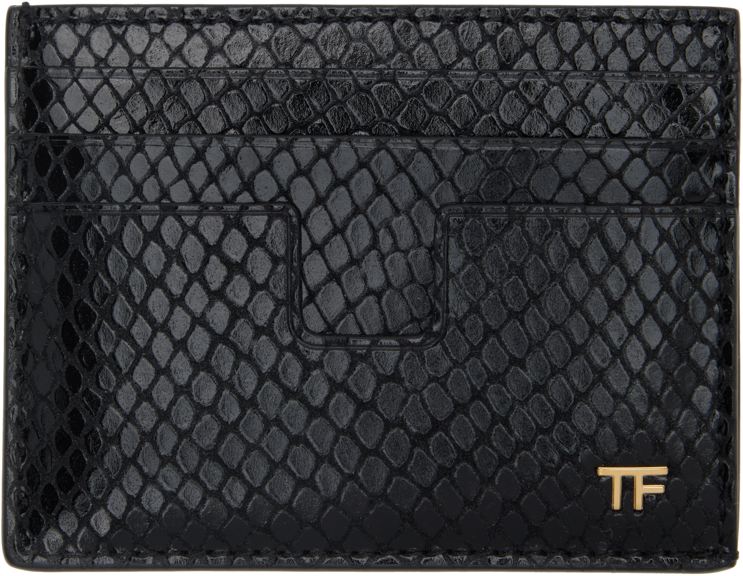 Black Printed Python Card Holder