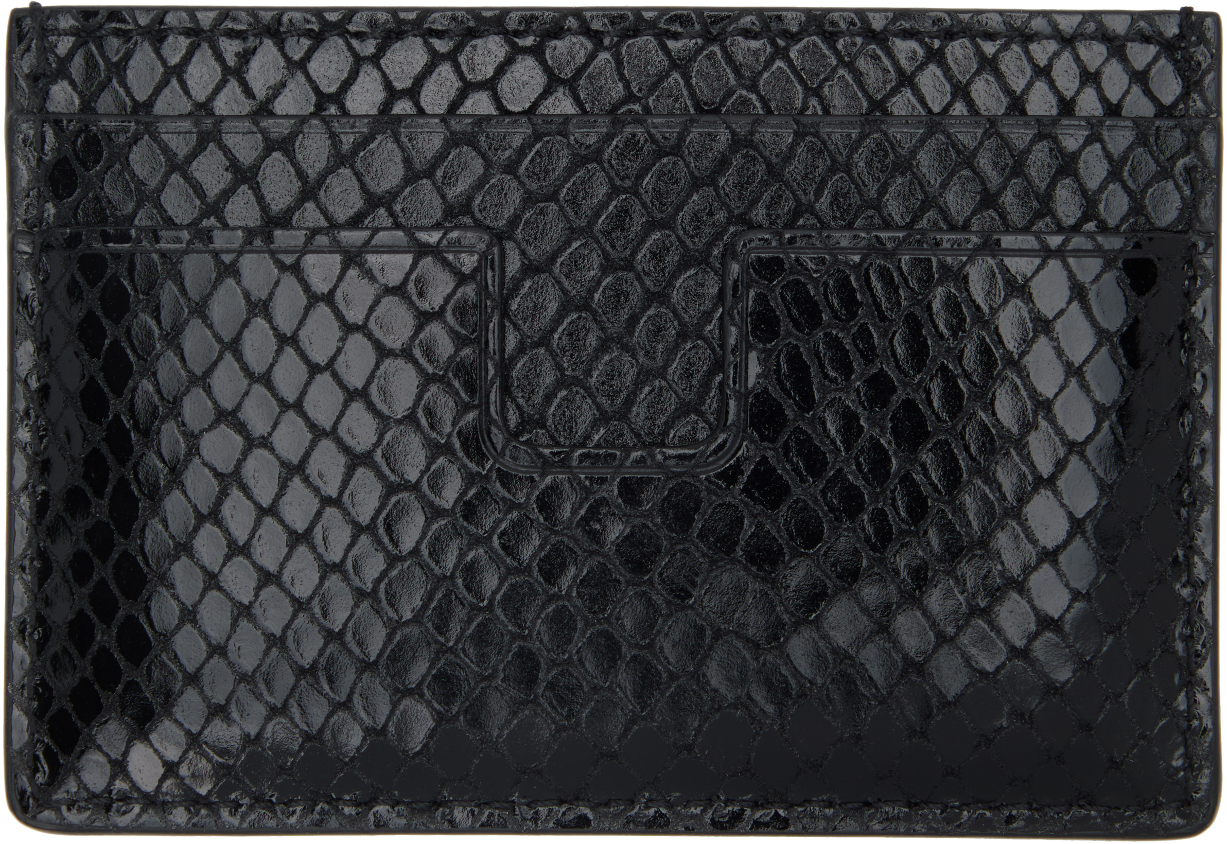 TOM FORD BLACK PRINTED PYTHON CARD HOLDER