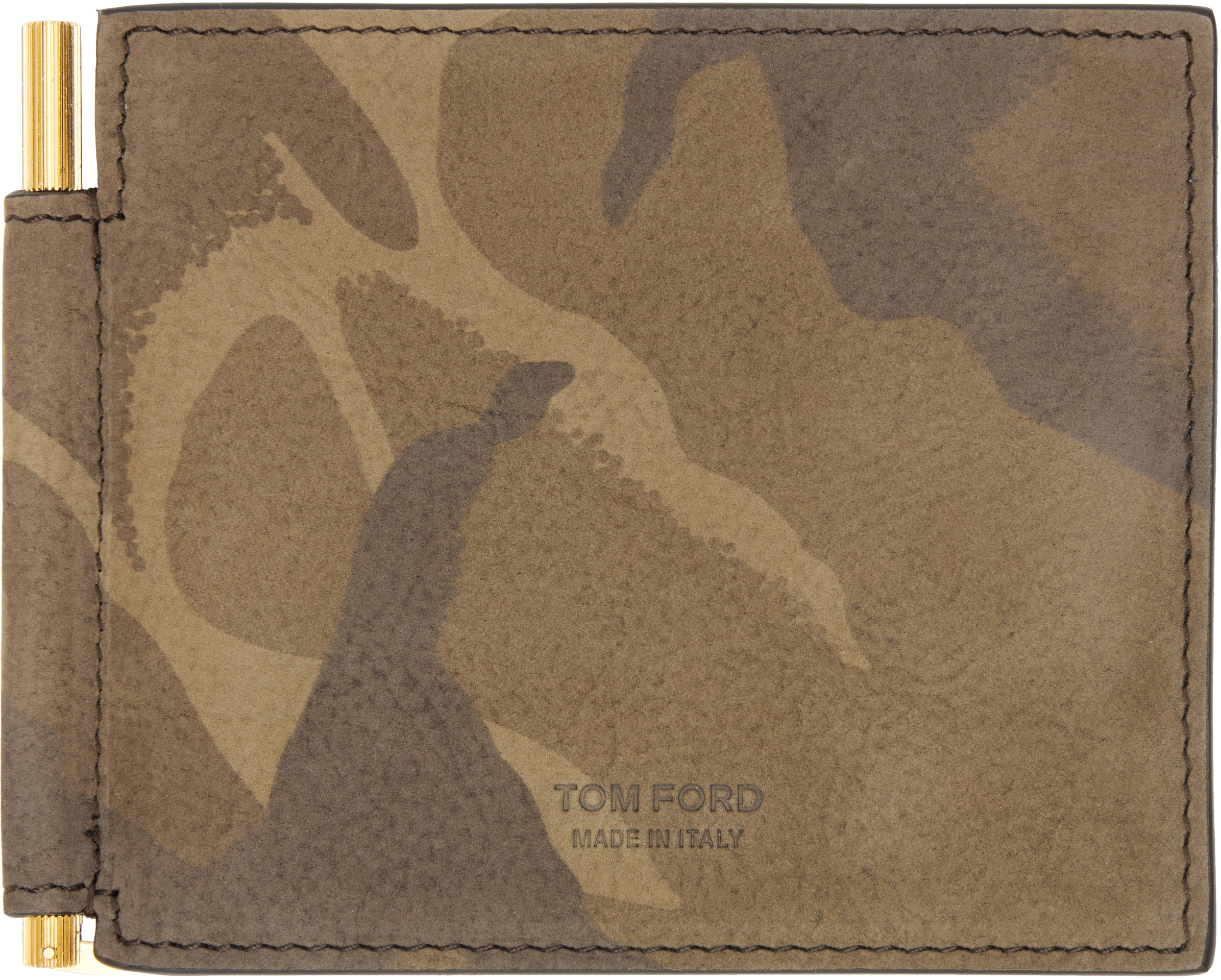 Khaki Camo Nubuck T Line Money Clip Wallet