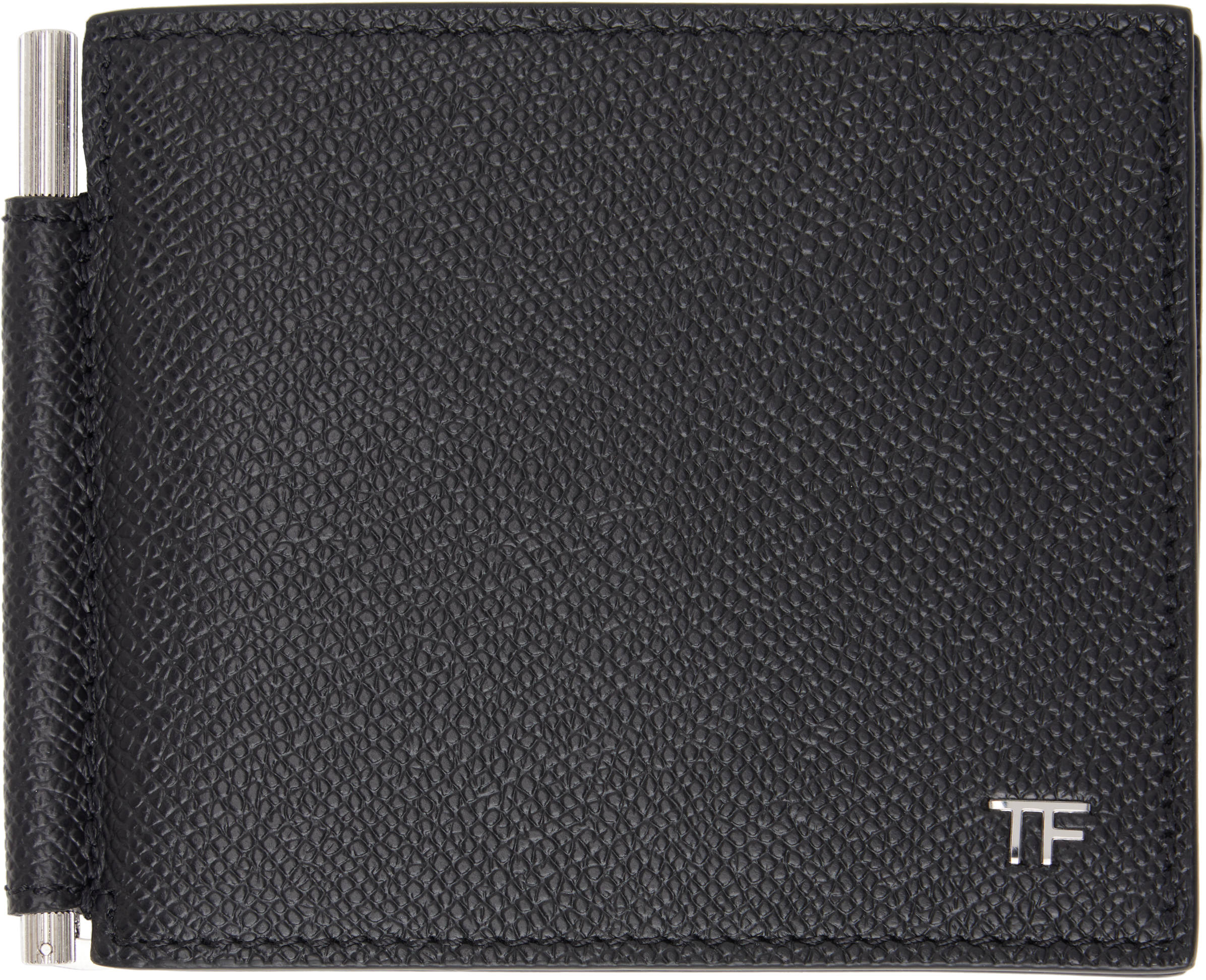 【TOM FORD】Tライングレインレザーマネークリップウォレット TOM FORD: Black Small Grain Leather T Line Money Clip Wallet