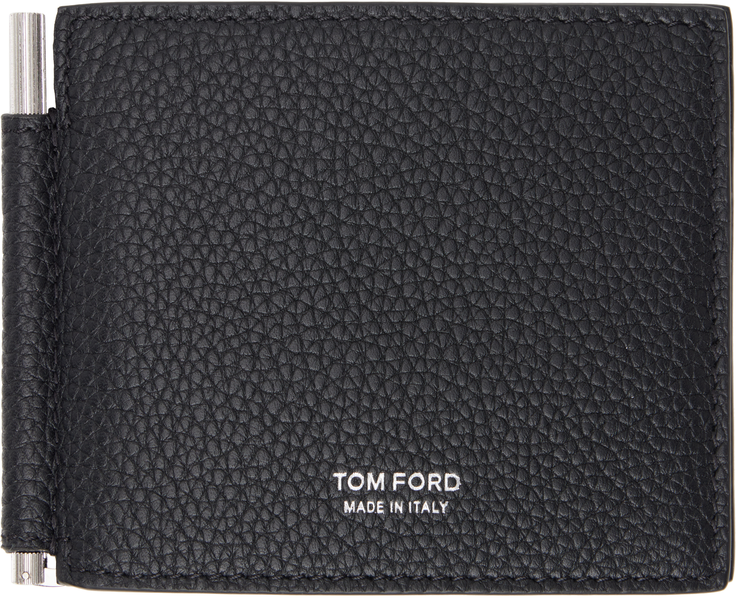 TOM FORD ブラック ソフトグレインレザー マネークリップ (TOM