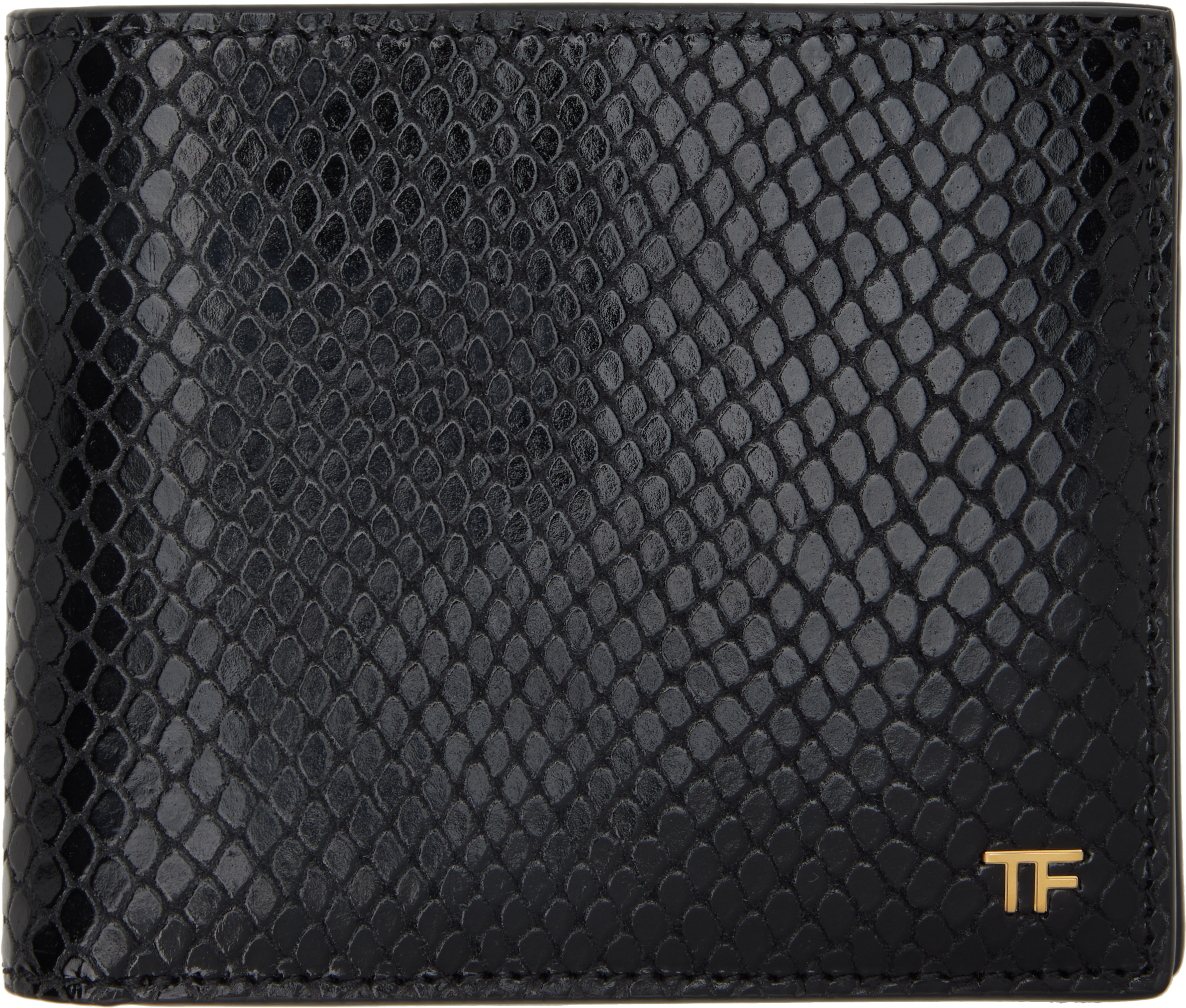 Tom Ford Black Printed Python Classic Bifold Wallet