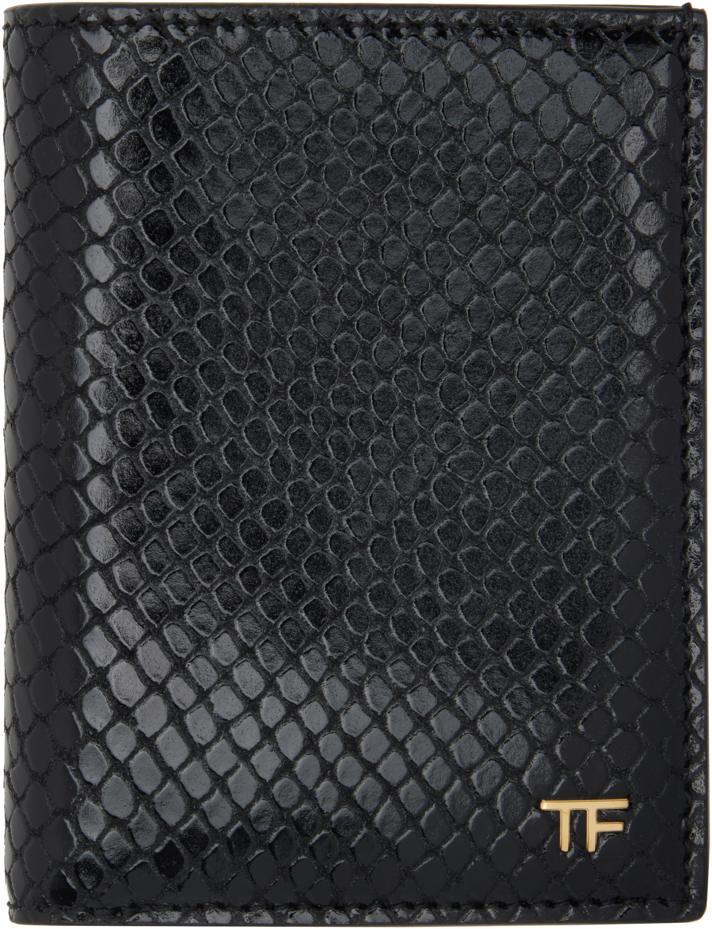 Black Printed Python Folding Card Holder