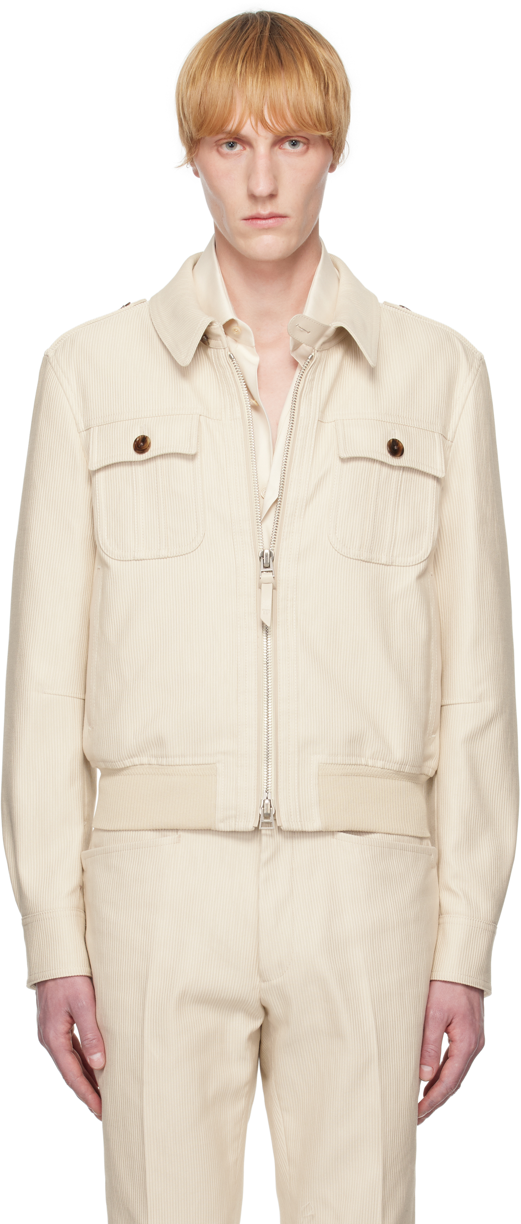Tom Ford Beige Summer Cord Battle Jacket