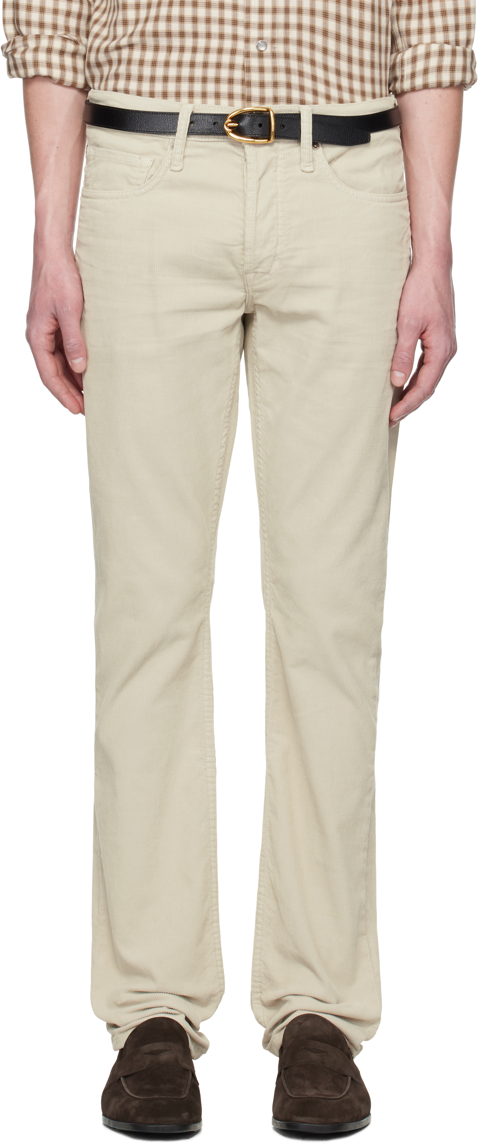 Tom Ford Beige Micro Cord Slim Fit Jeans