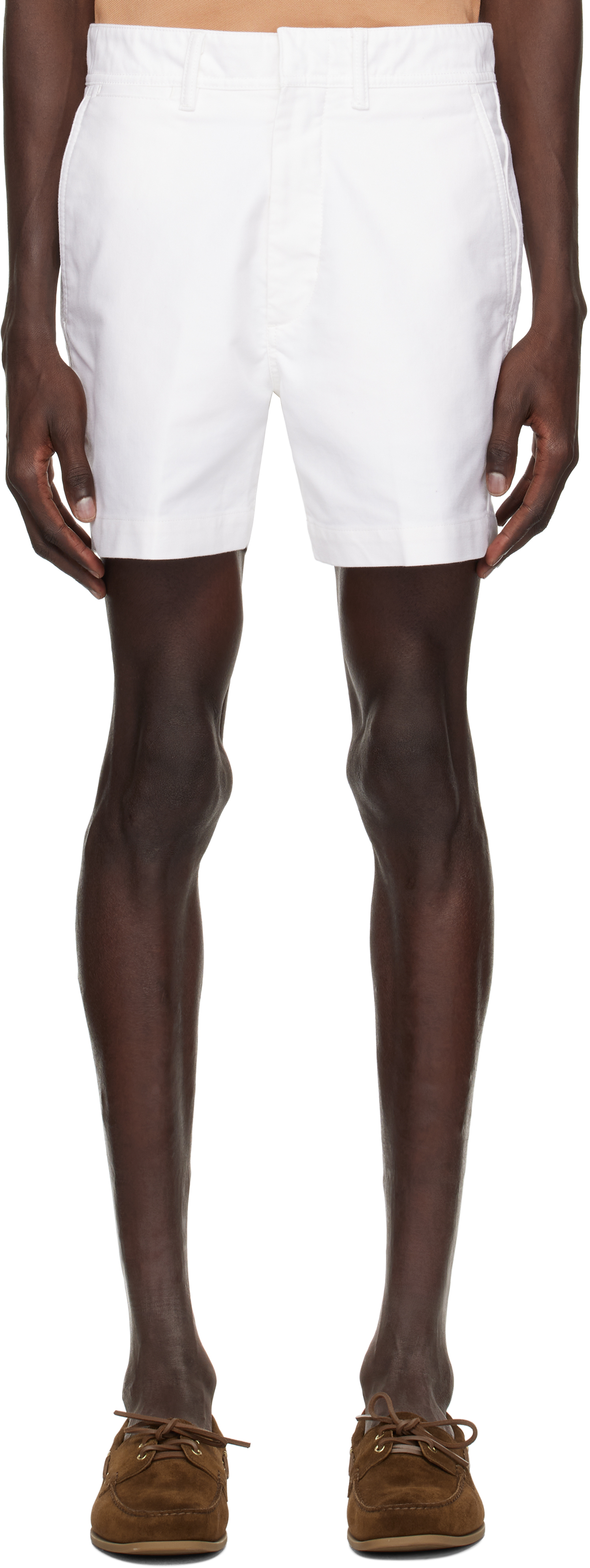 White Cotton Satin Tailored Shorts