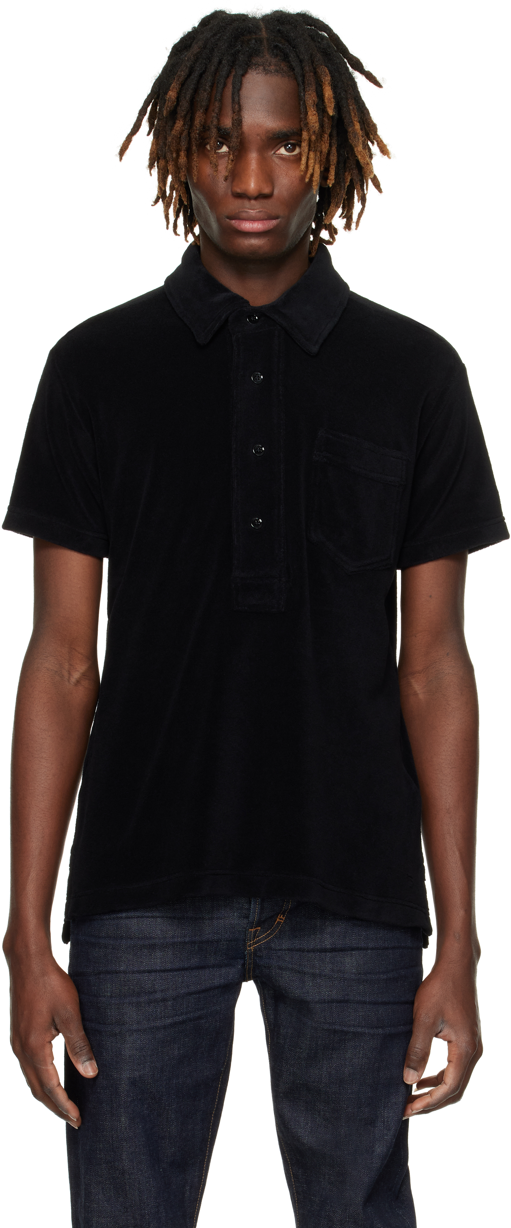 Black Towelling Polo