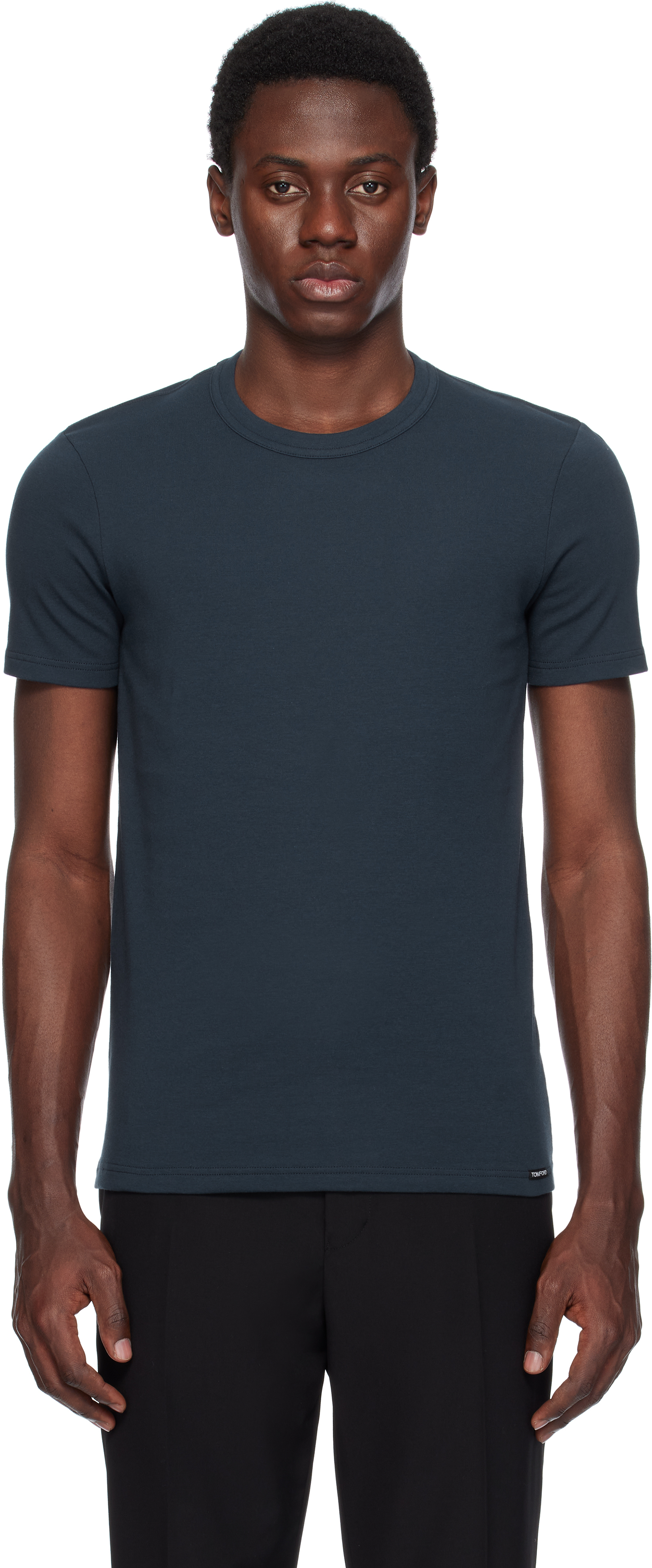【関税&送料込】Tom Ford Stretch Jersey T-Shirt TOM FORD: Navy Cotton Stretch Jersey T-shirt | SSENSE
