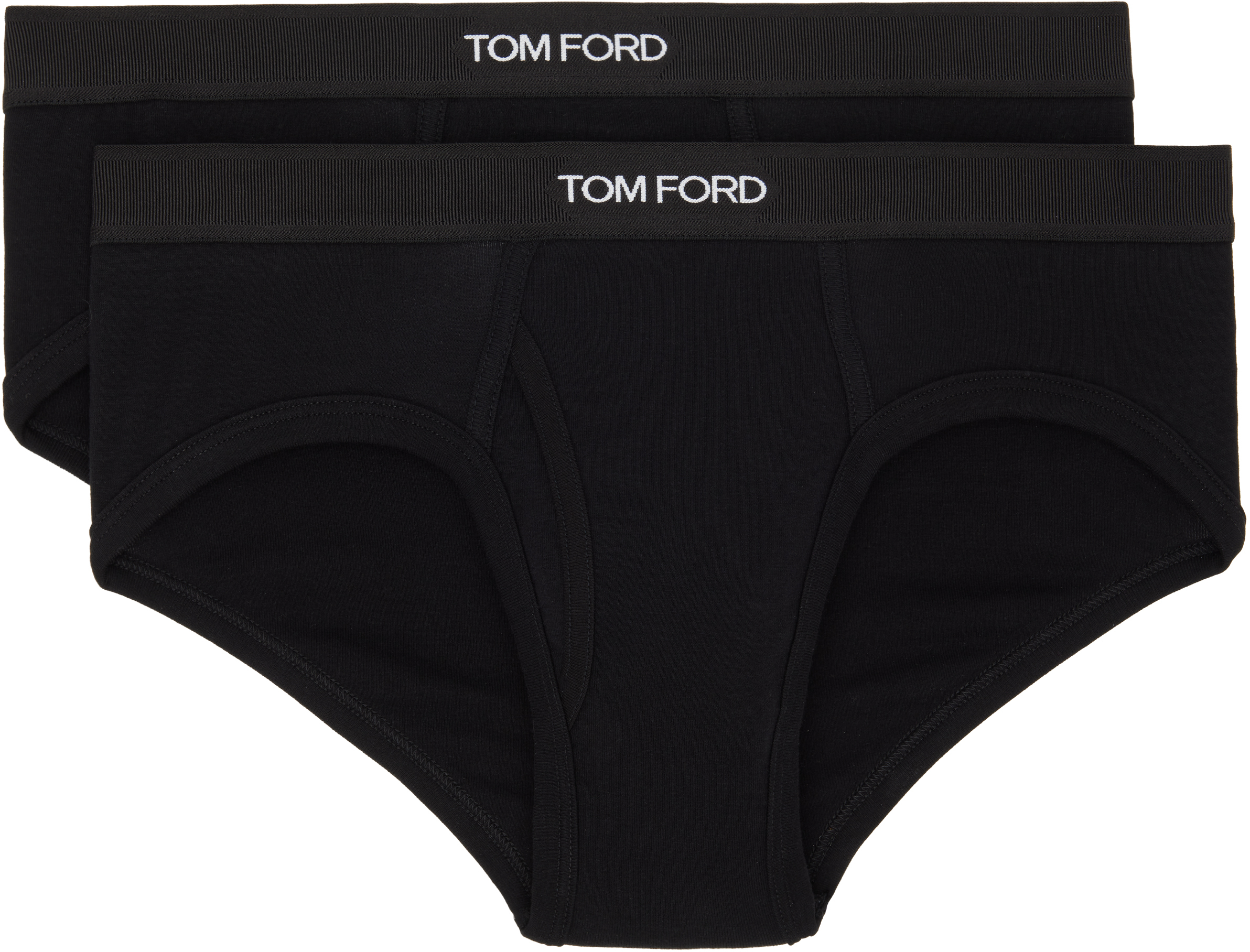 TOM FORD: Two-Pack Black Cotton Briefs | SSENSE