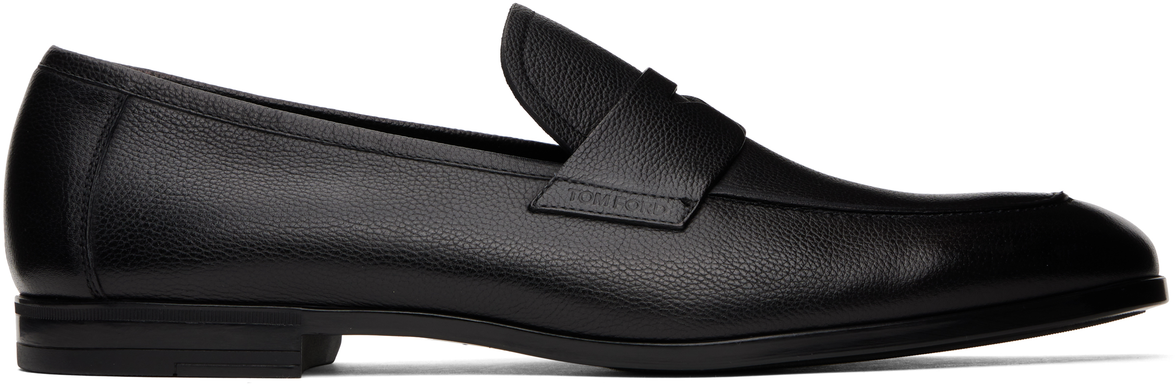 Black Supple Grain Leather Sean Penny Loafers