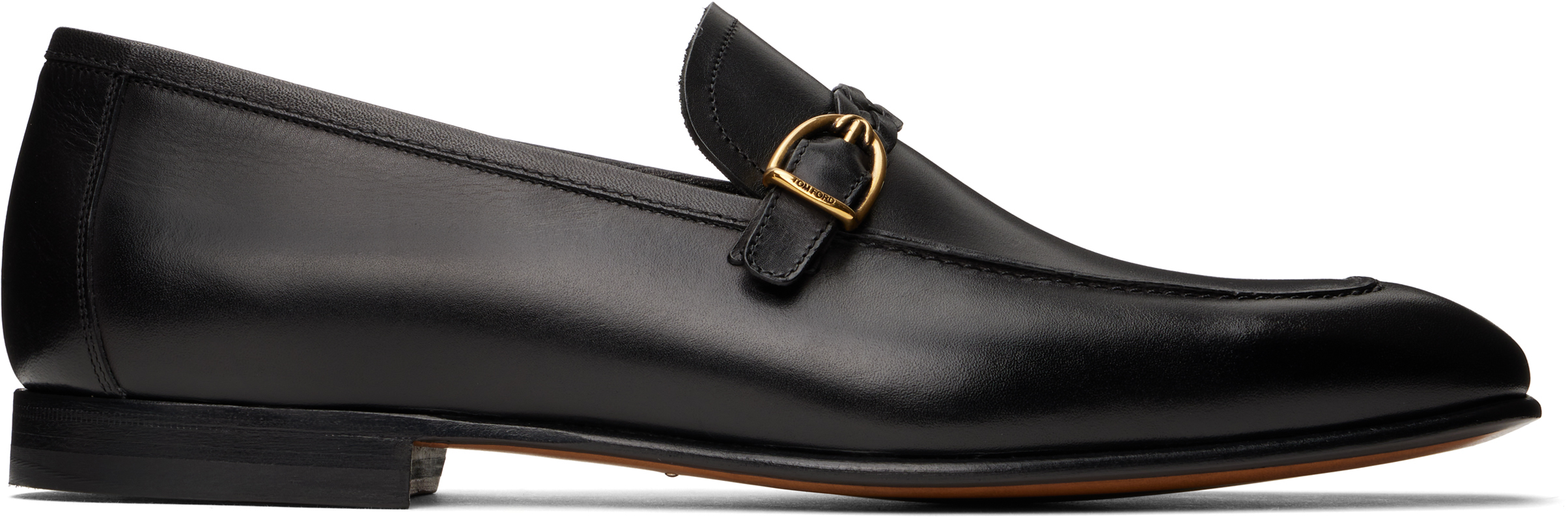 Tom Ford Black Burnished Leather Martin Loafers