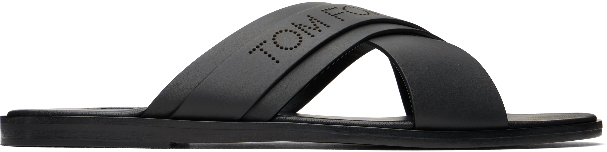 Tom Ford Black Smooth Leather Preston Sandals