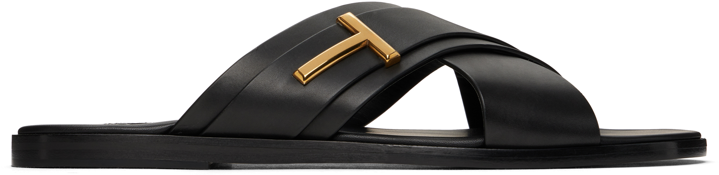 Black Smooth Leather Preston Sandals