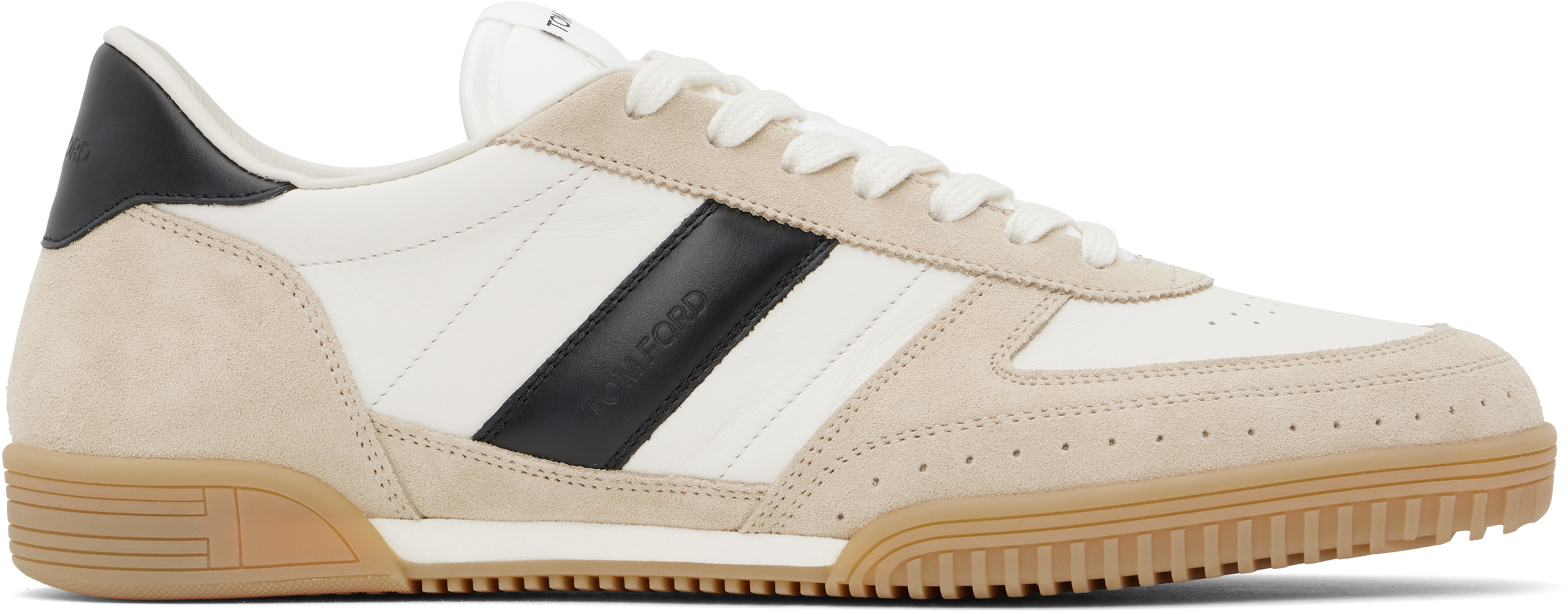 White & Beige Suede Terence Sneakers