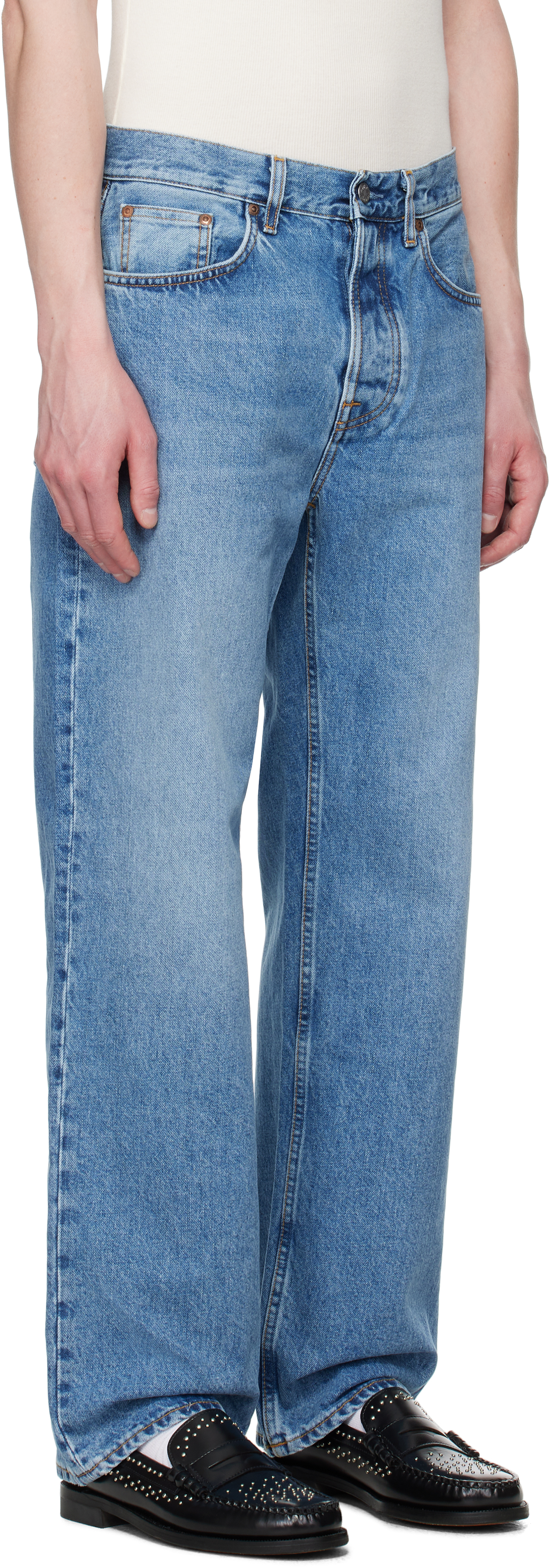 Shop Nudie Jeans Blue Tuff Tony Jeans In Worn Treasure