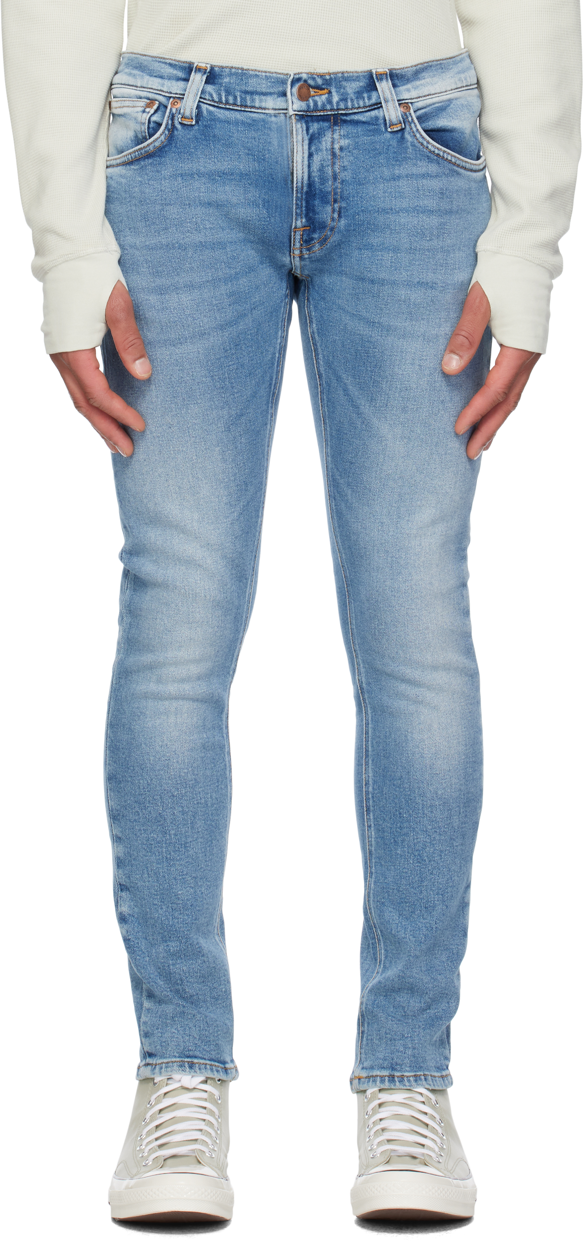 Nudie Jeans: Blue Tight Terry Jeans | SSENSE