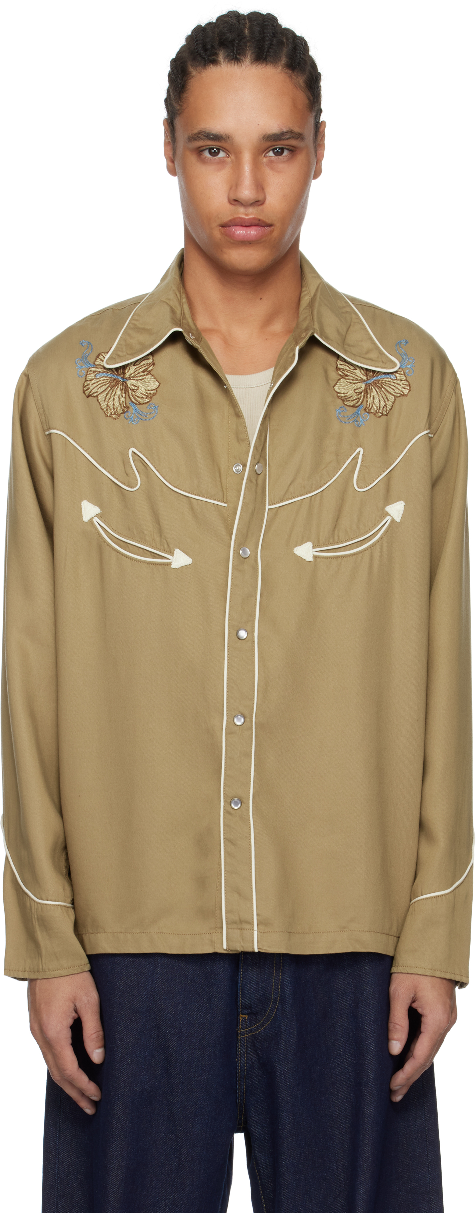 Tan Gonzo Cowboy Flower Shirt