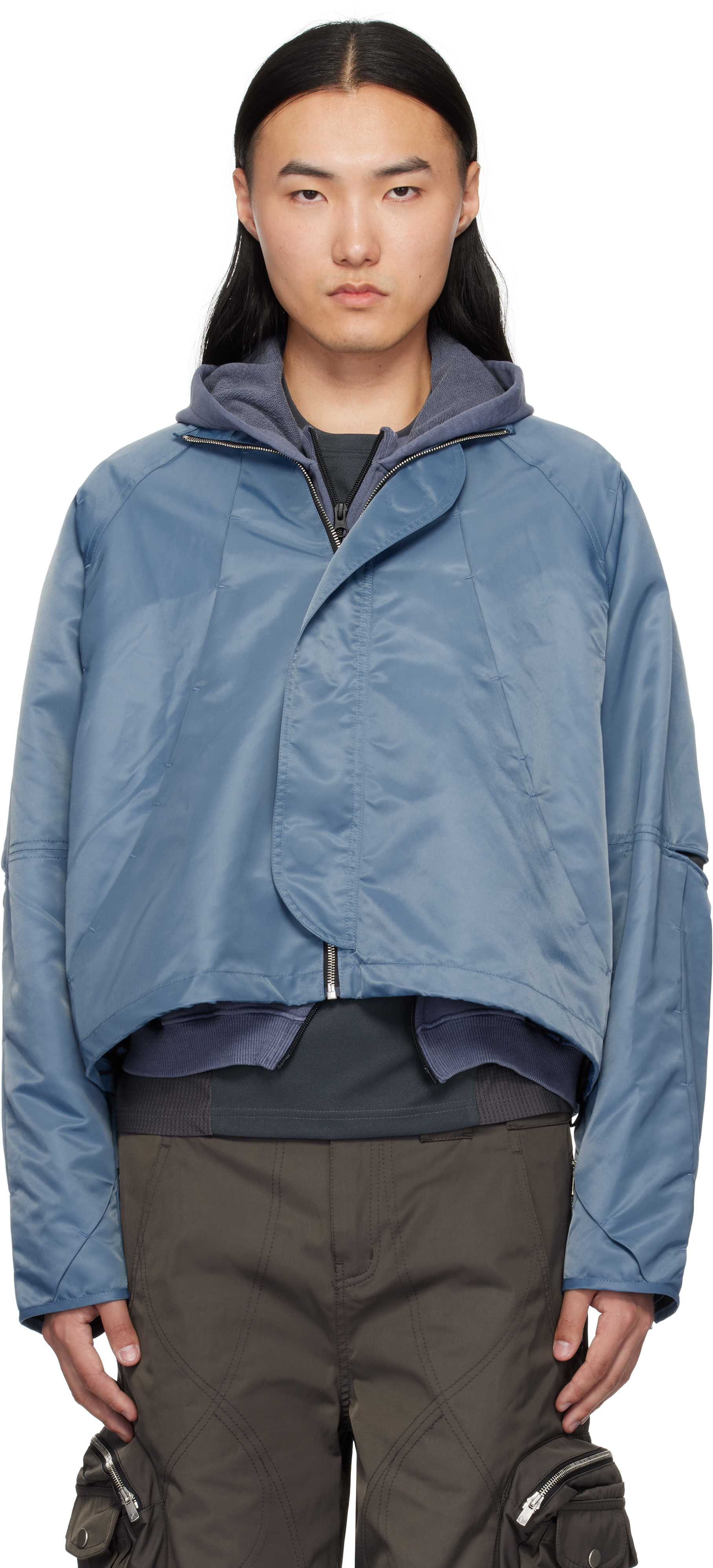 Blue Hooded Parachute Jacket