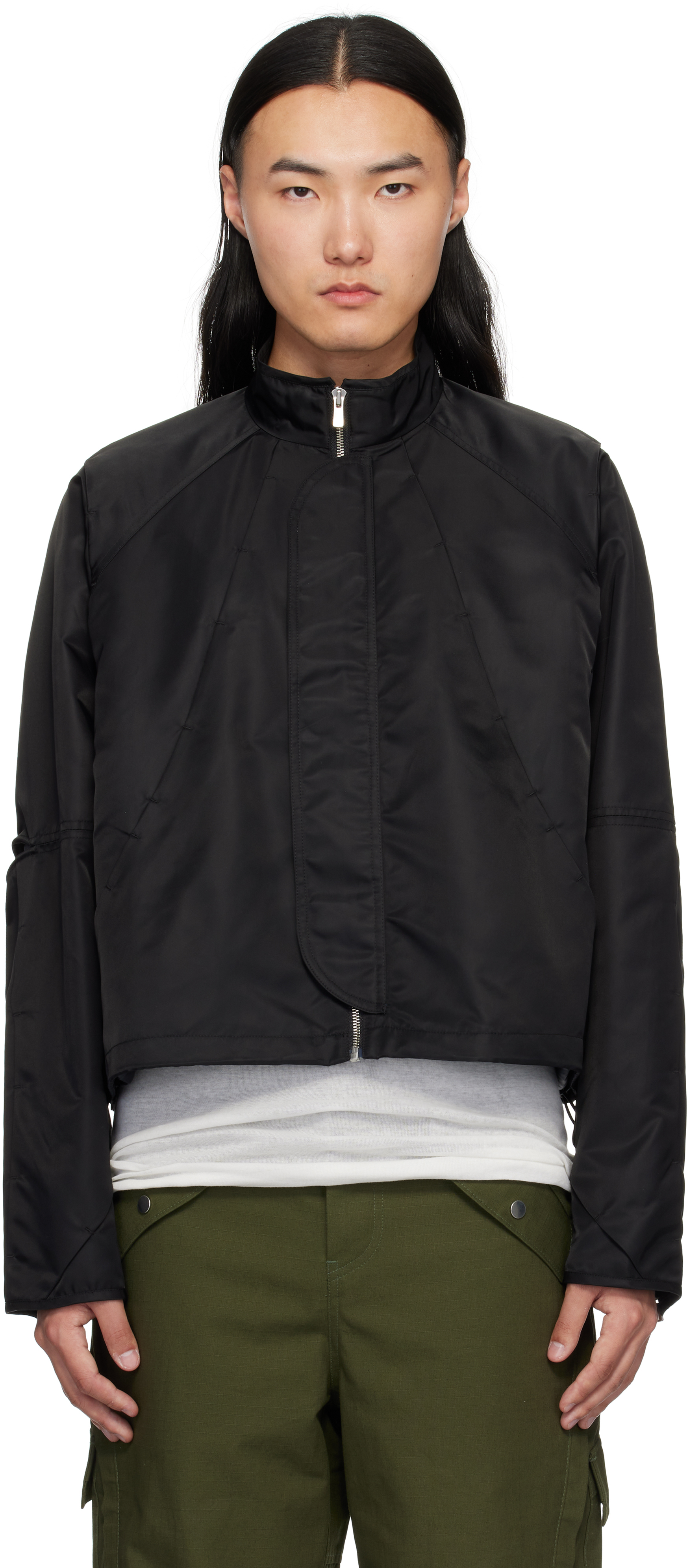 Black Hooded Parachute Jacket