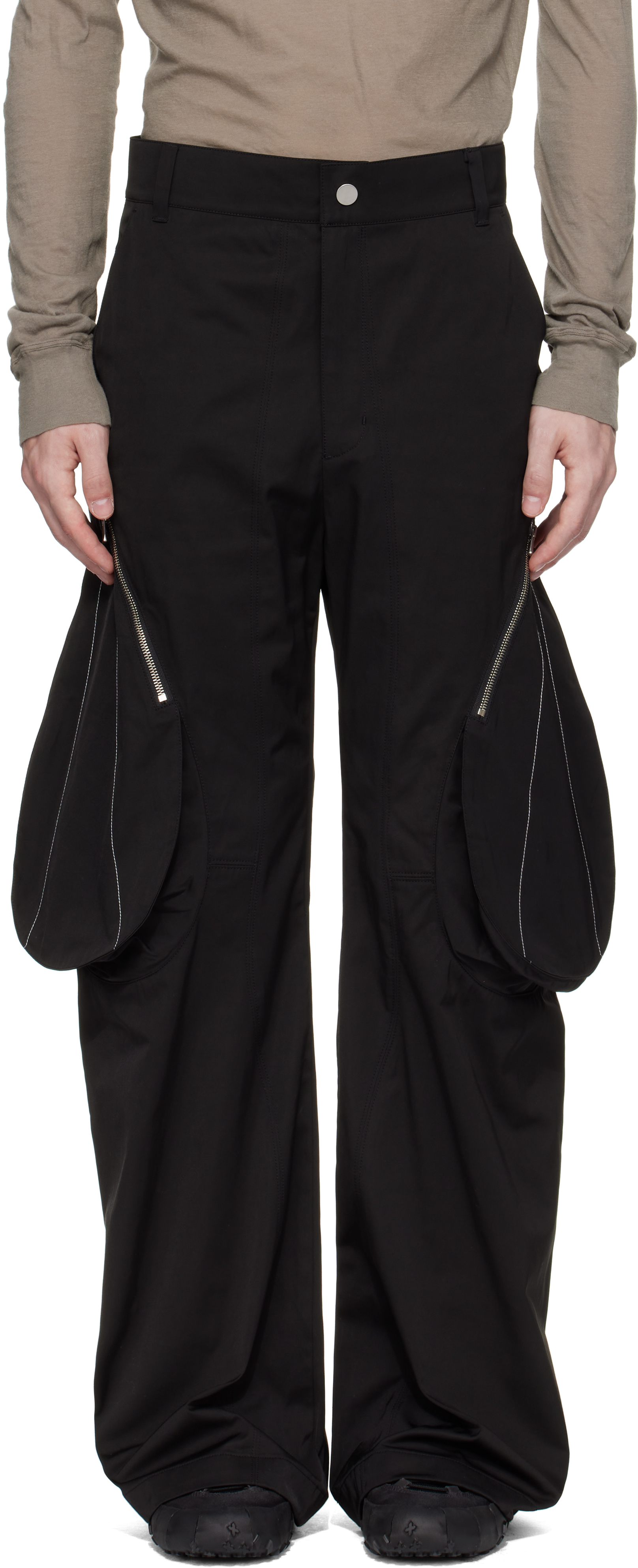 Black Tear Drop Cargo Pants