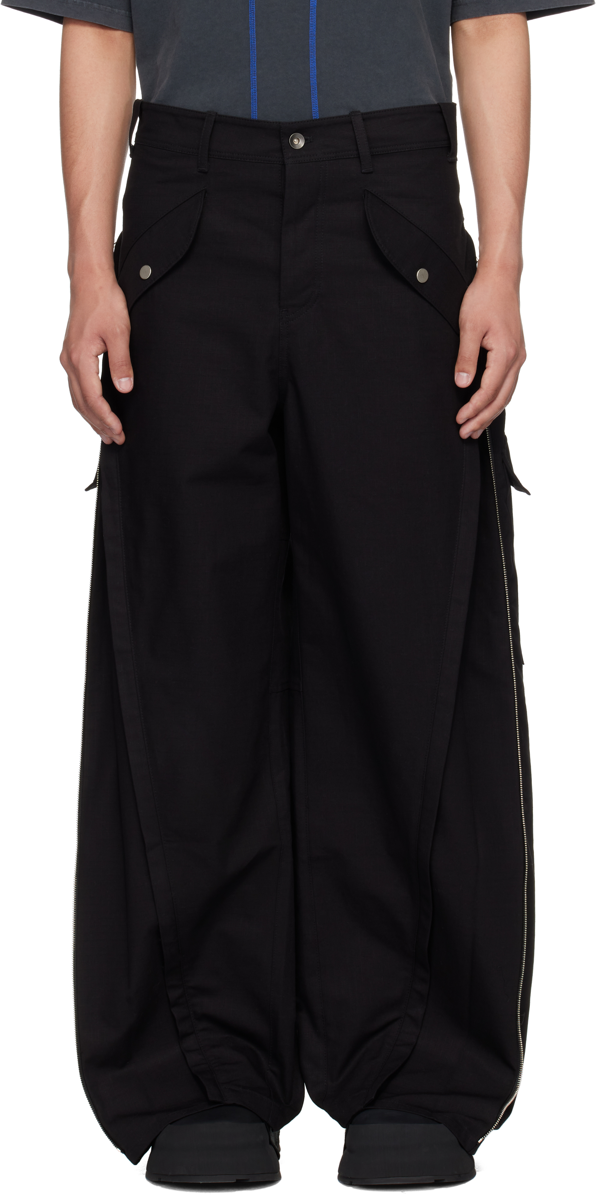Black 3-Way Zip Cargo Pants