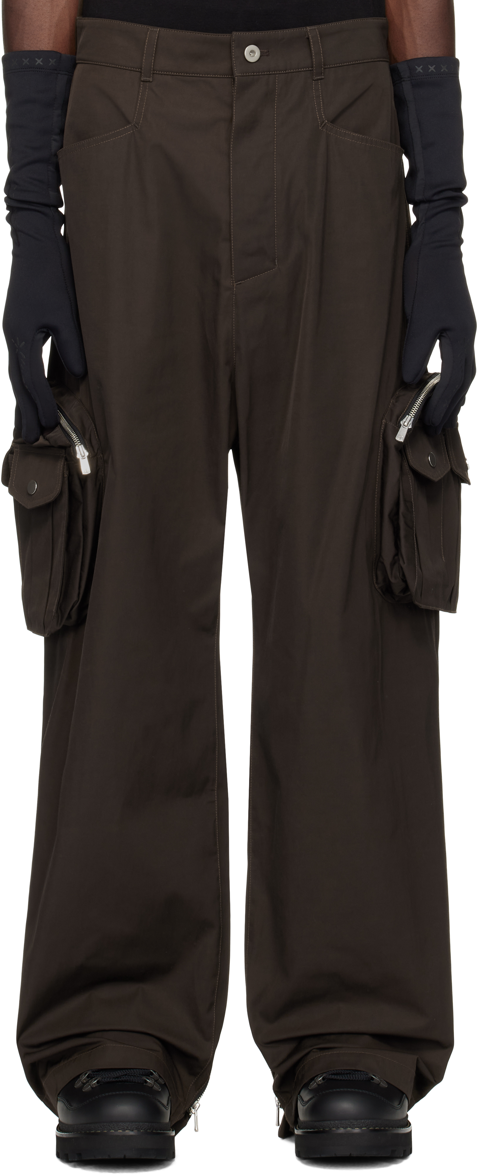 Black Wide Backzip Cargo Pants