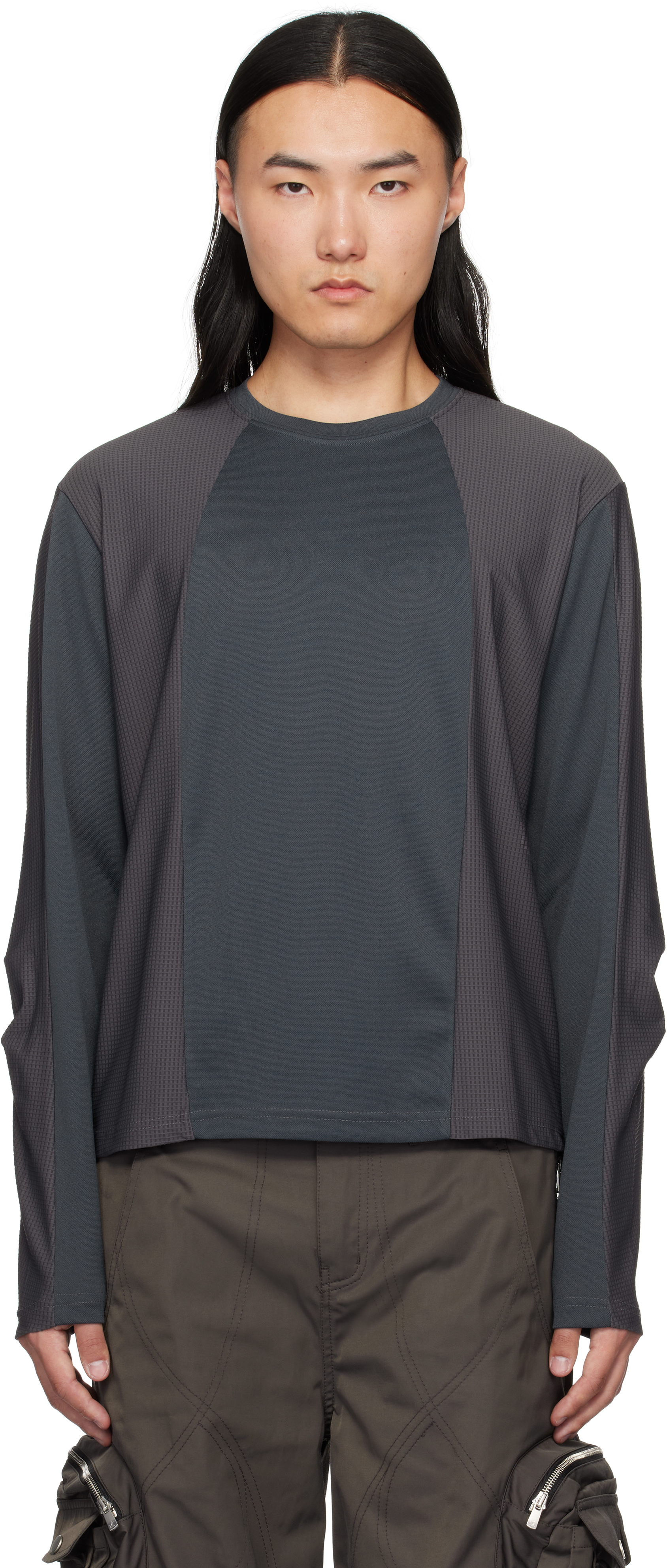Gray Diffraction Knit Longsleeve T-shirt