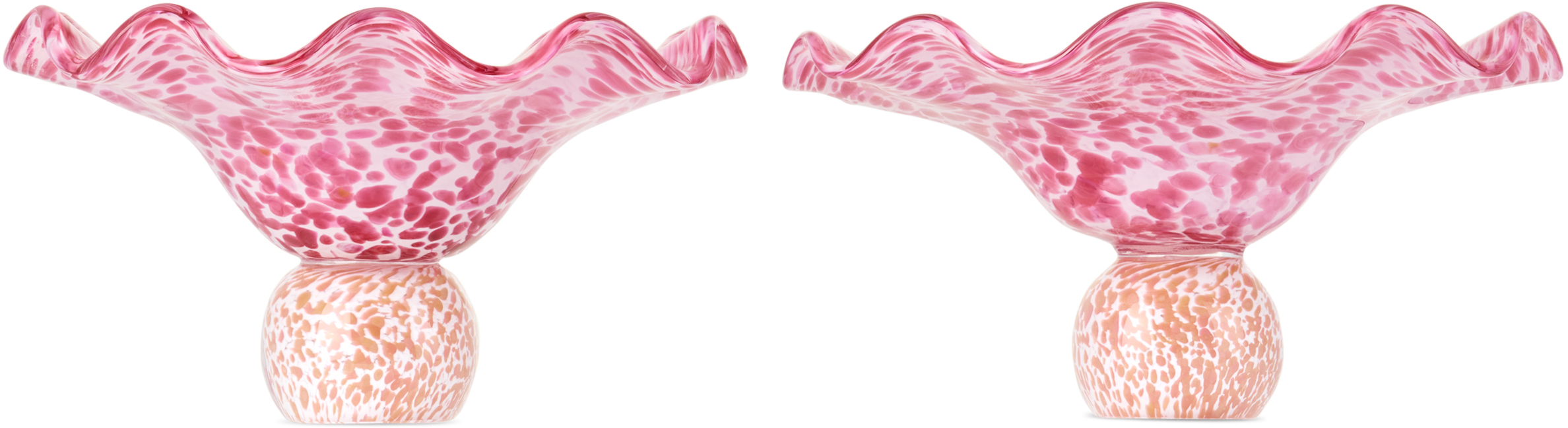 Laetitia Rouget Set Of 2 Lola Pink Glass Soucoupe In Pink