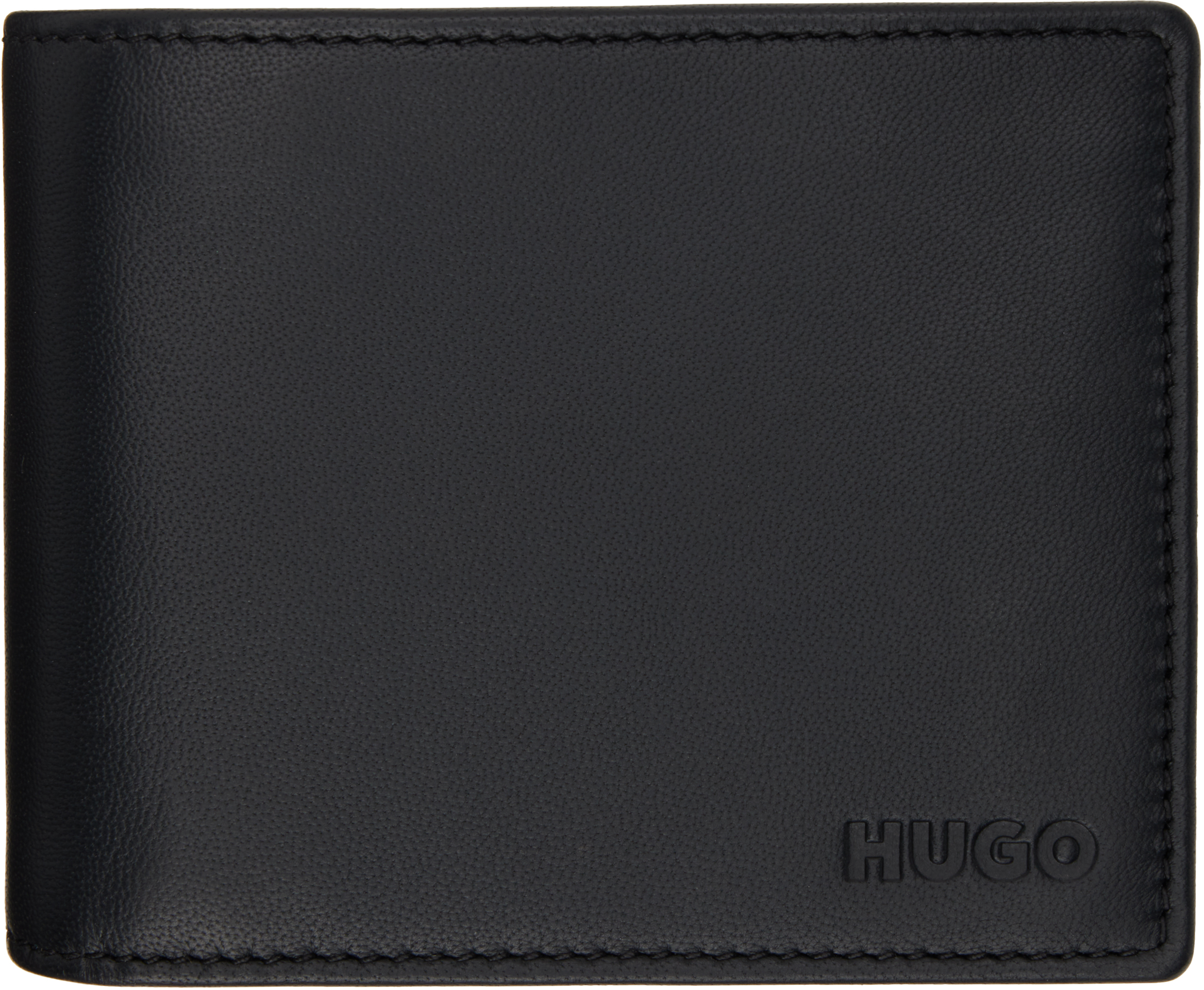 Black Leather Embossed Logo Wallet