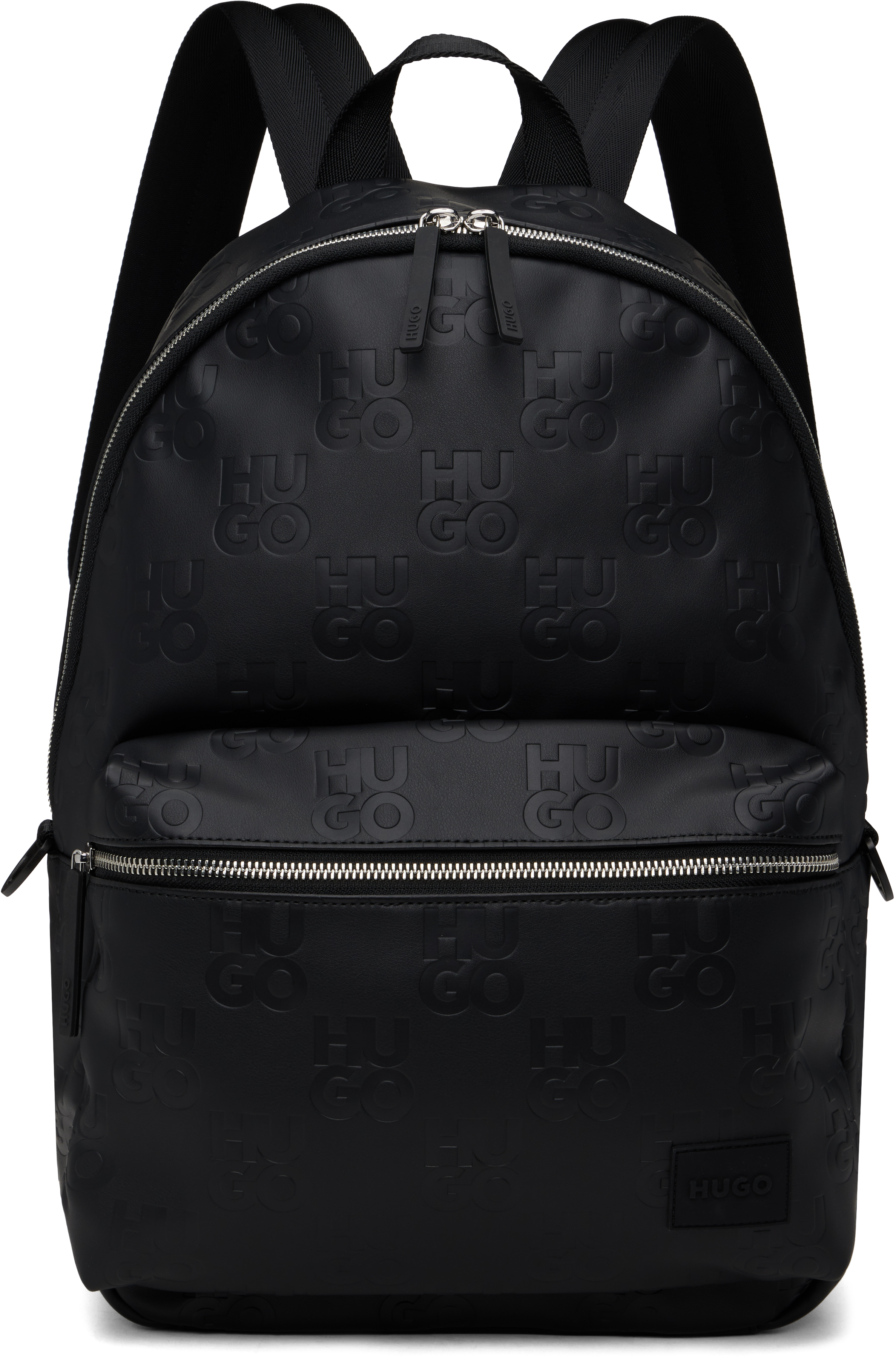 Black Embossed Logo Backpack