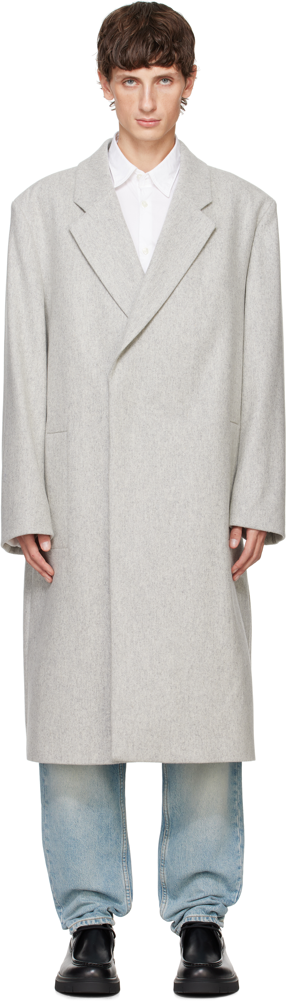 Hugo Gray Relaxed-fit Coat In 102-natural