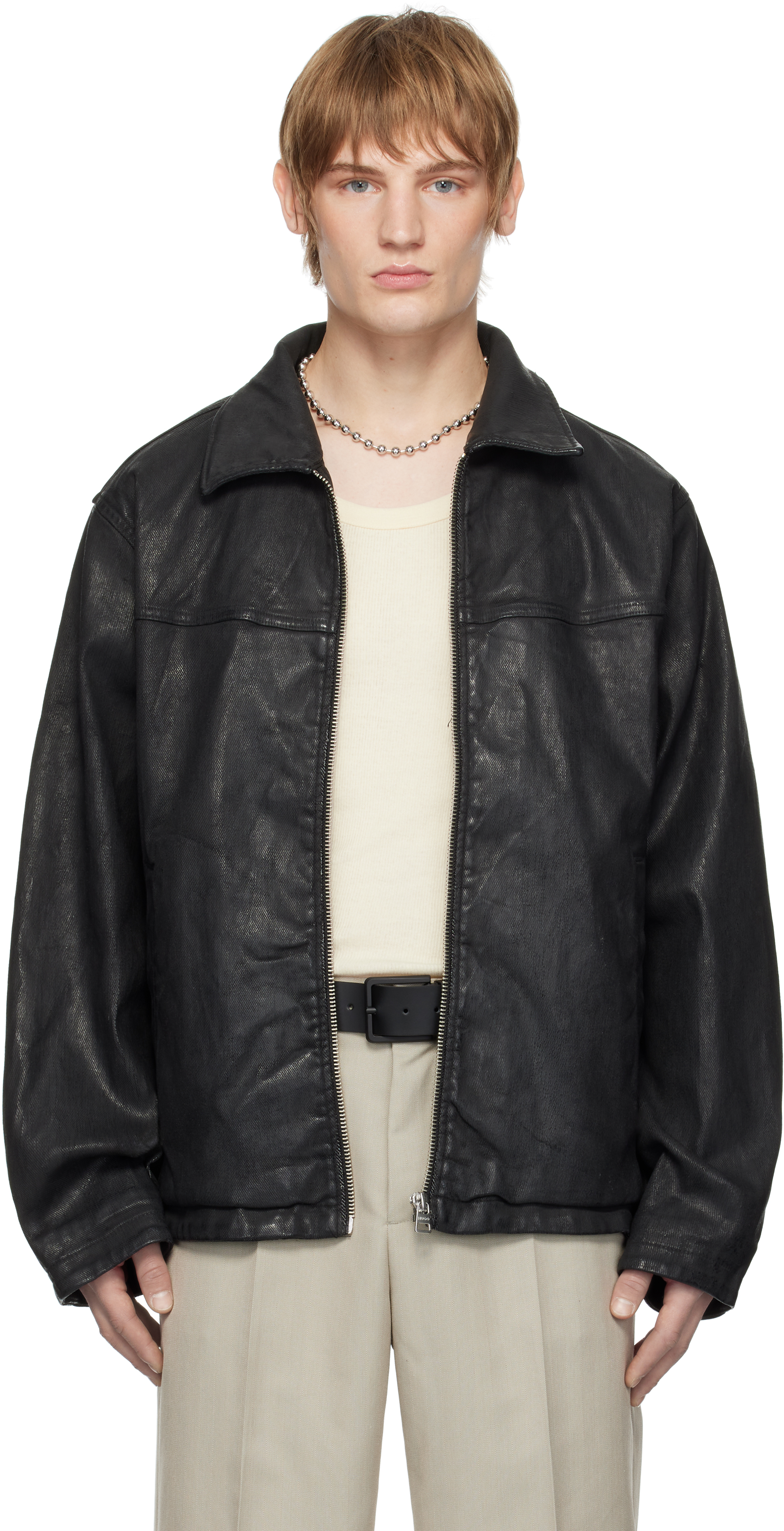 Hugo Black Coated Denim Jacket