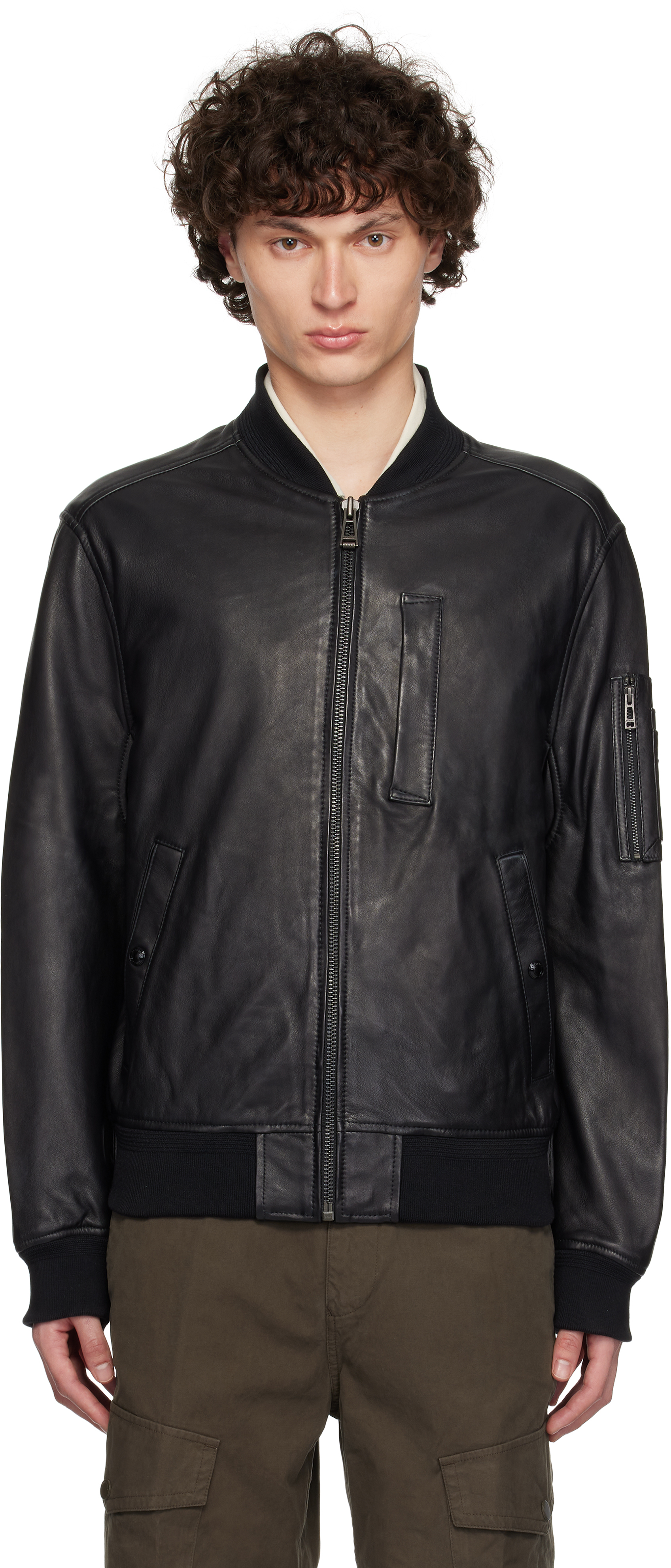 Belstaff Black Marker Leather Bomber Jacket