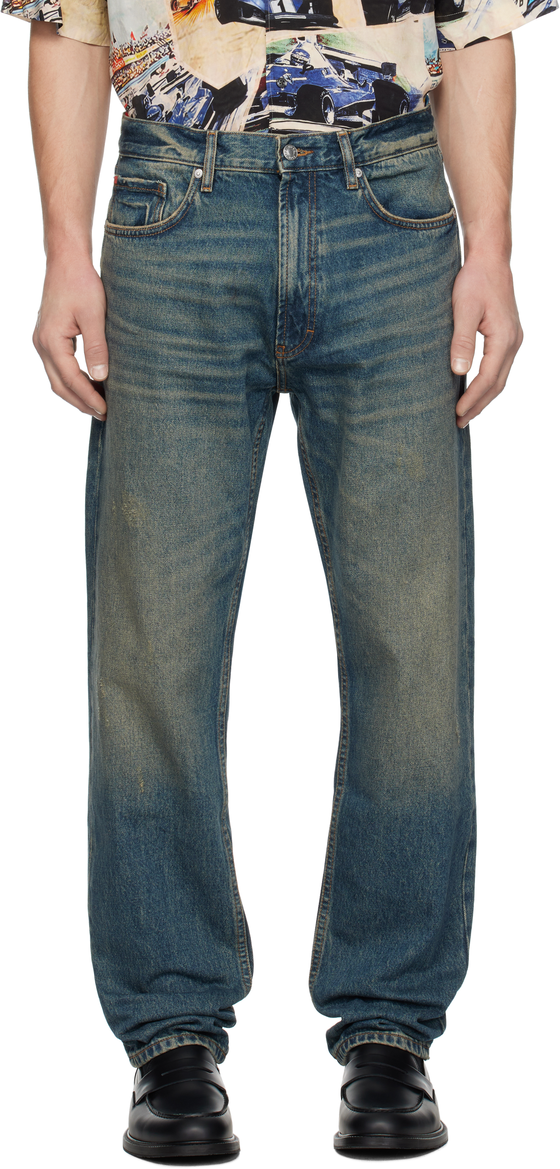 Hugo Blue Straight Leg Jeans SSENSE Canada