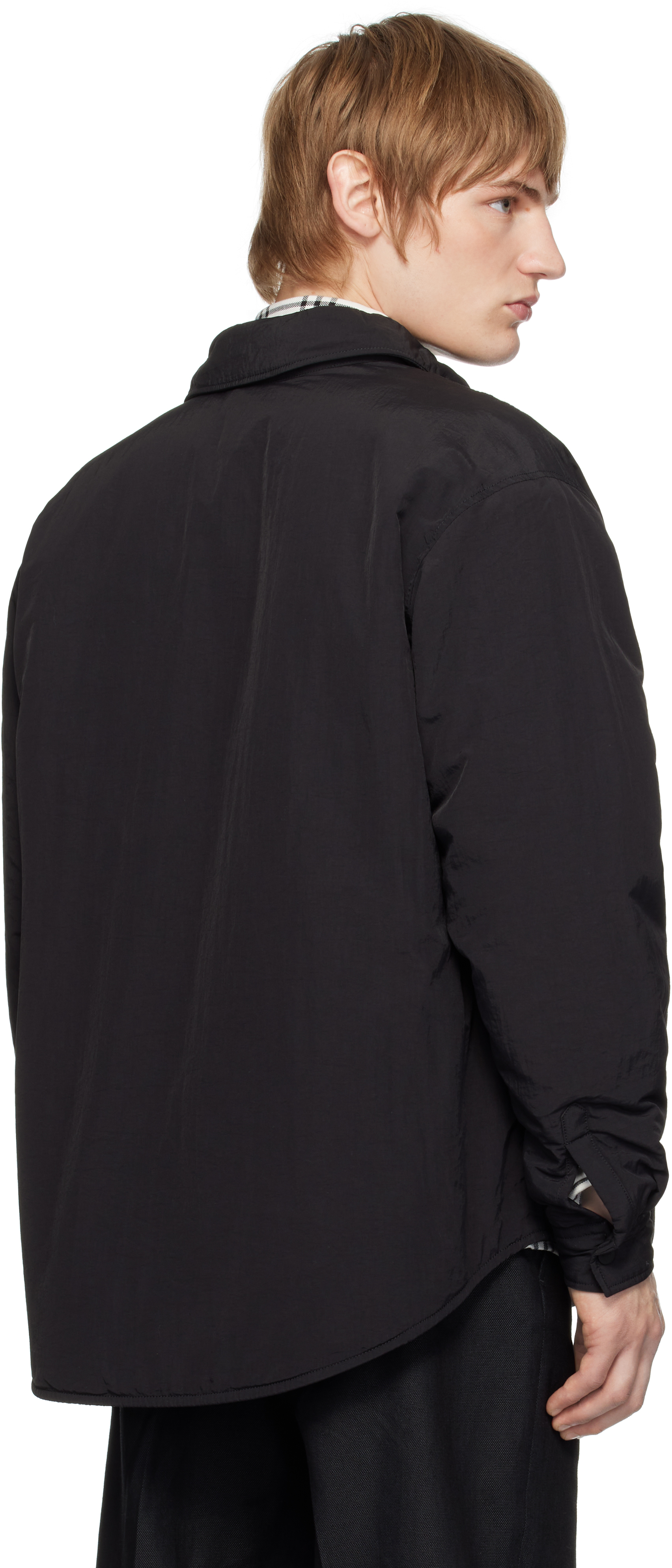 Hugo Boss Black Padded Stacked-logo Badge Overshirt In 001-black