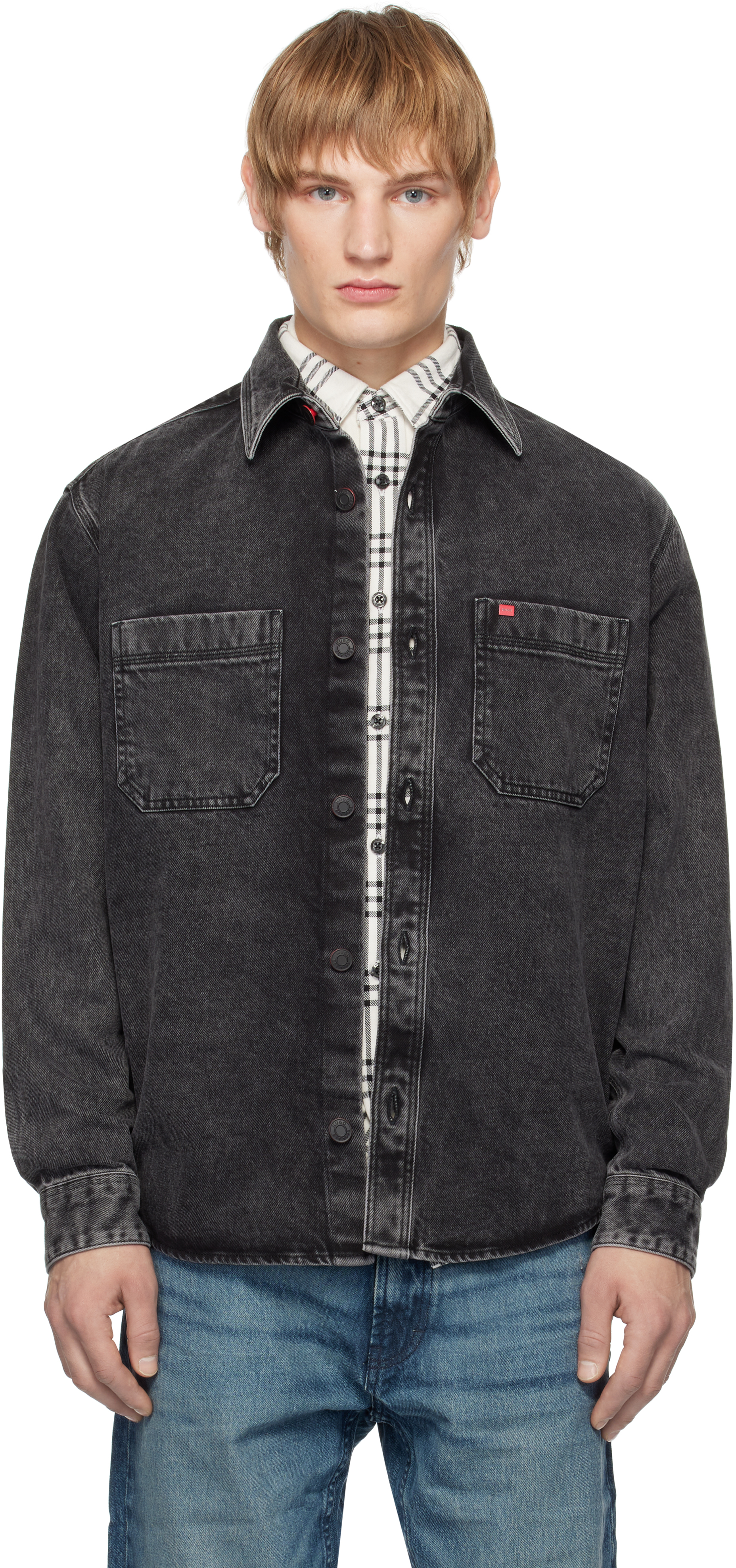 Black Faded Denim Shirt