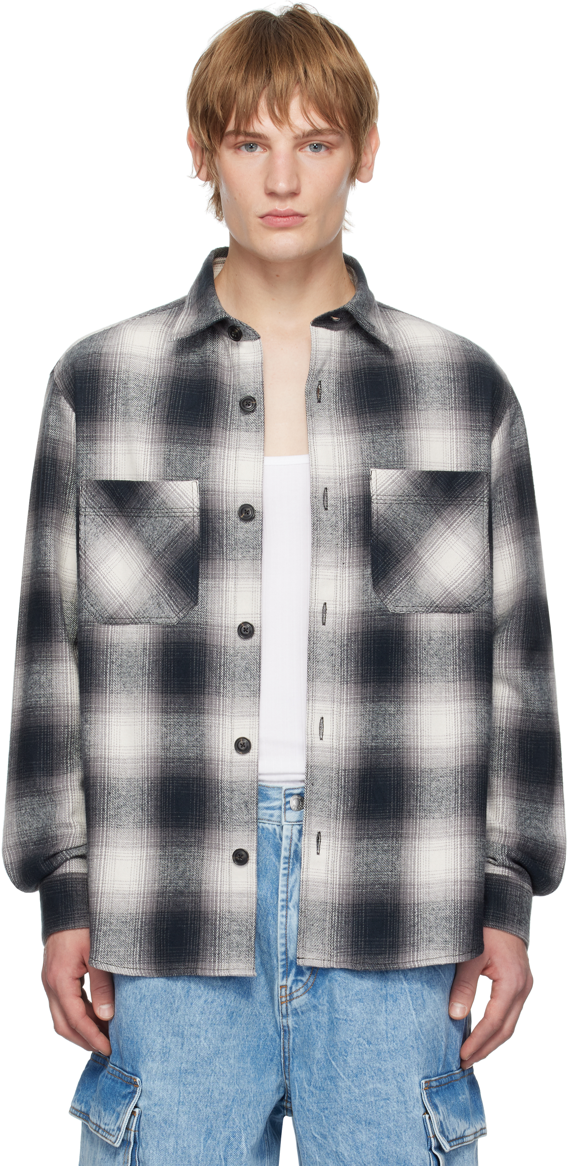 Hugo Boss Grey Flannel Shirt In 034-medium Grey