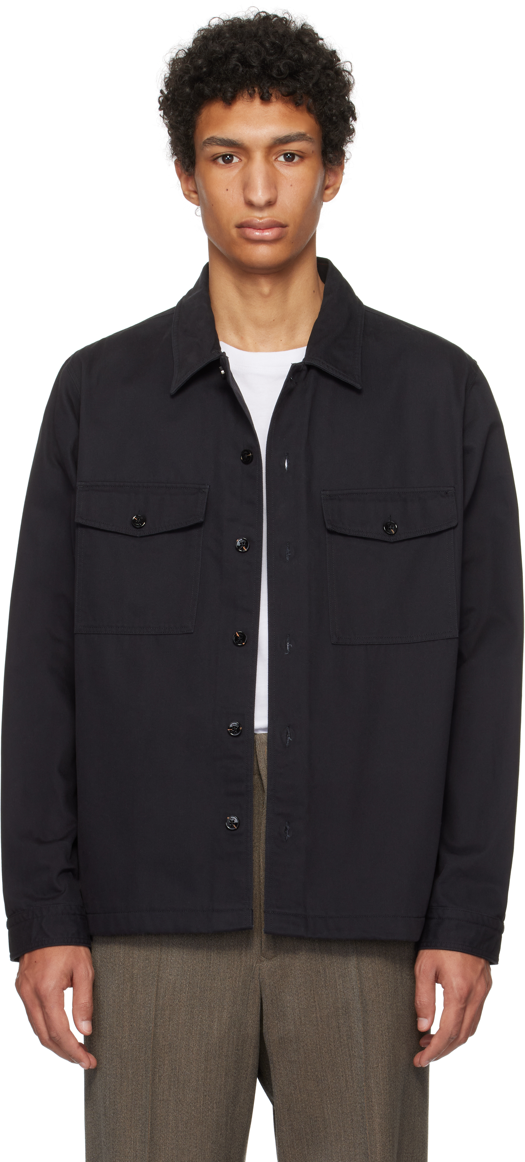 Hugo Boss Black Oversize-fit Overshirt In 001-black